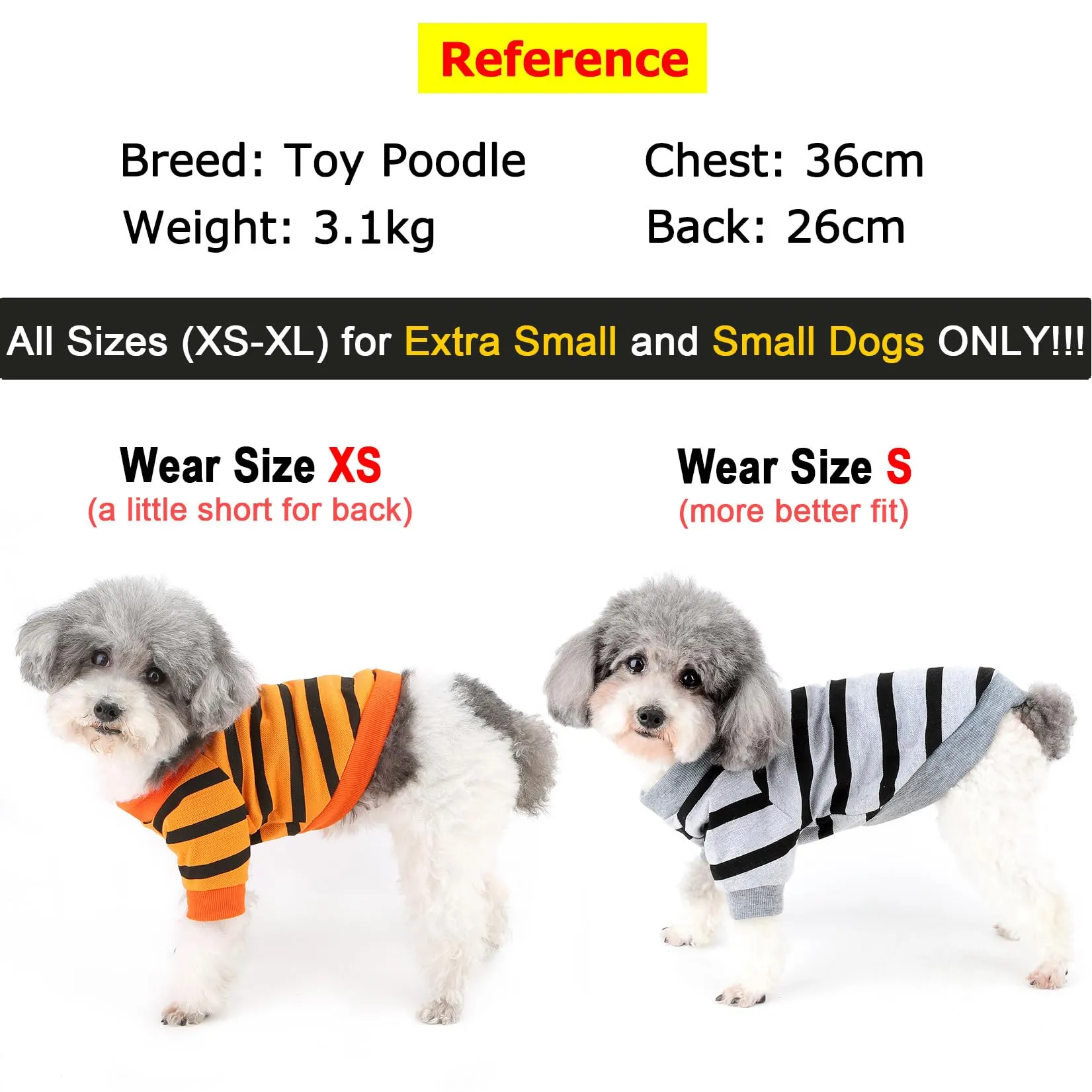 Zunea T-shirt estiva a righe con paillettes a cuore per cani di piccola taglia, Arancione, XL - immagine 2