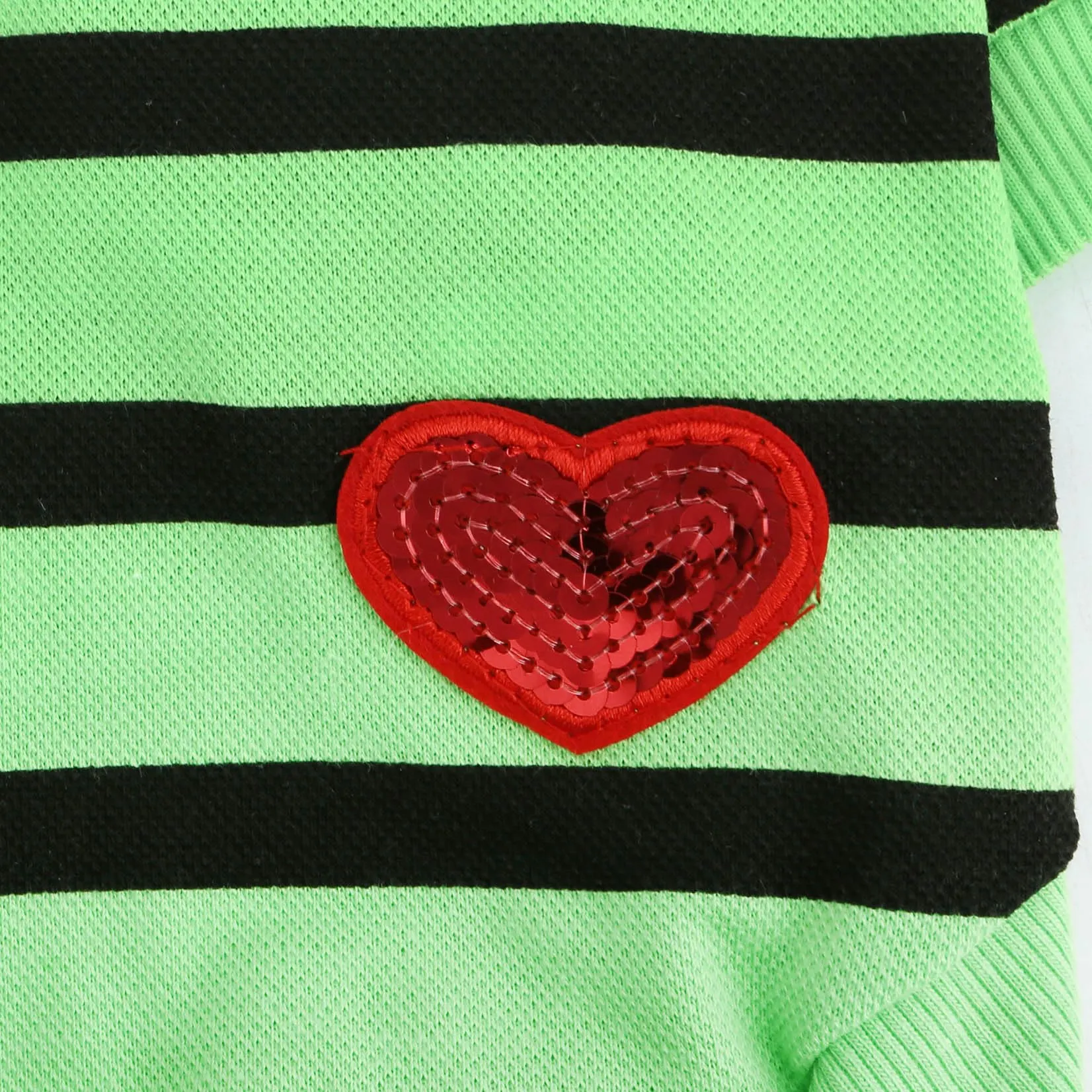 Zunea T-shirt estiva a righe con paillettes a cuore per cani di piccola taglia, Verde, Taglia S - immagine 5