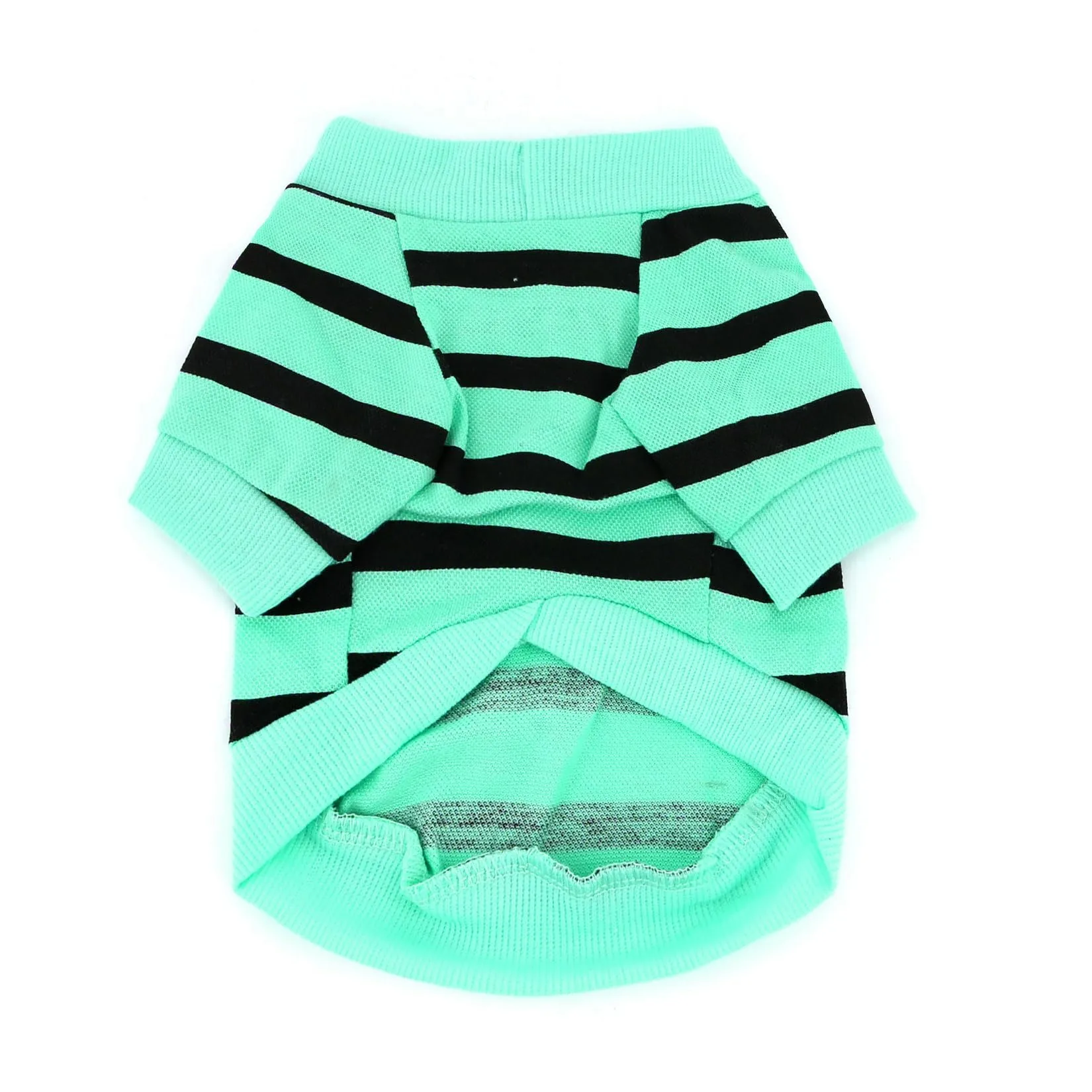 Zunea T-shirt estiva a righe con paillettes a cuore per cani di piccola taglia, Blu menta, Taglia L - immagine 3