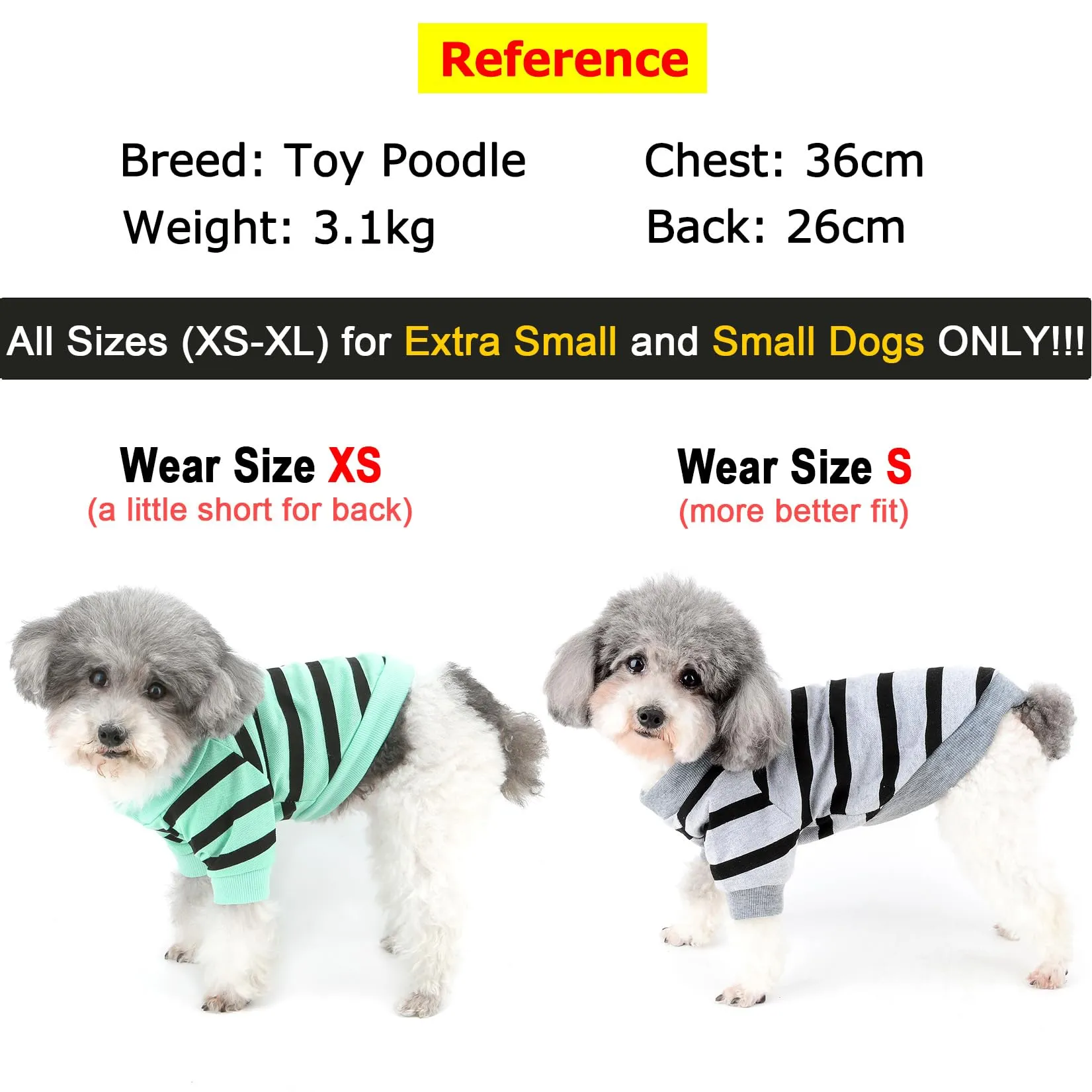 Zunea T-shirt Estiva a Righe con Paillettes a Cuore per Cani di Piccola Taglia, Blu Menta, XS - immagine 2
