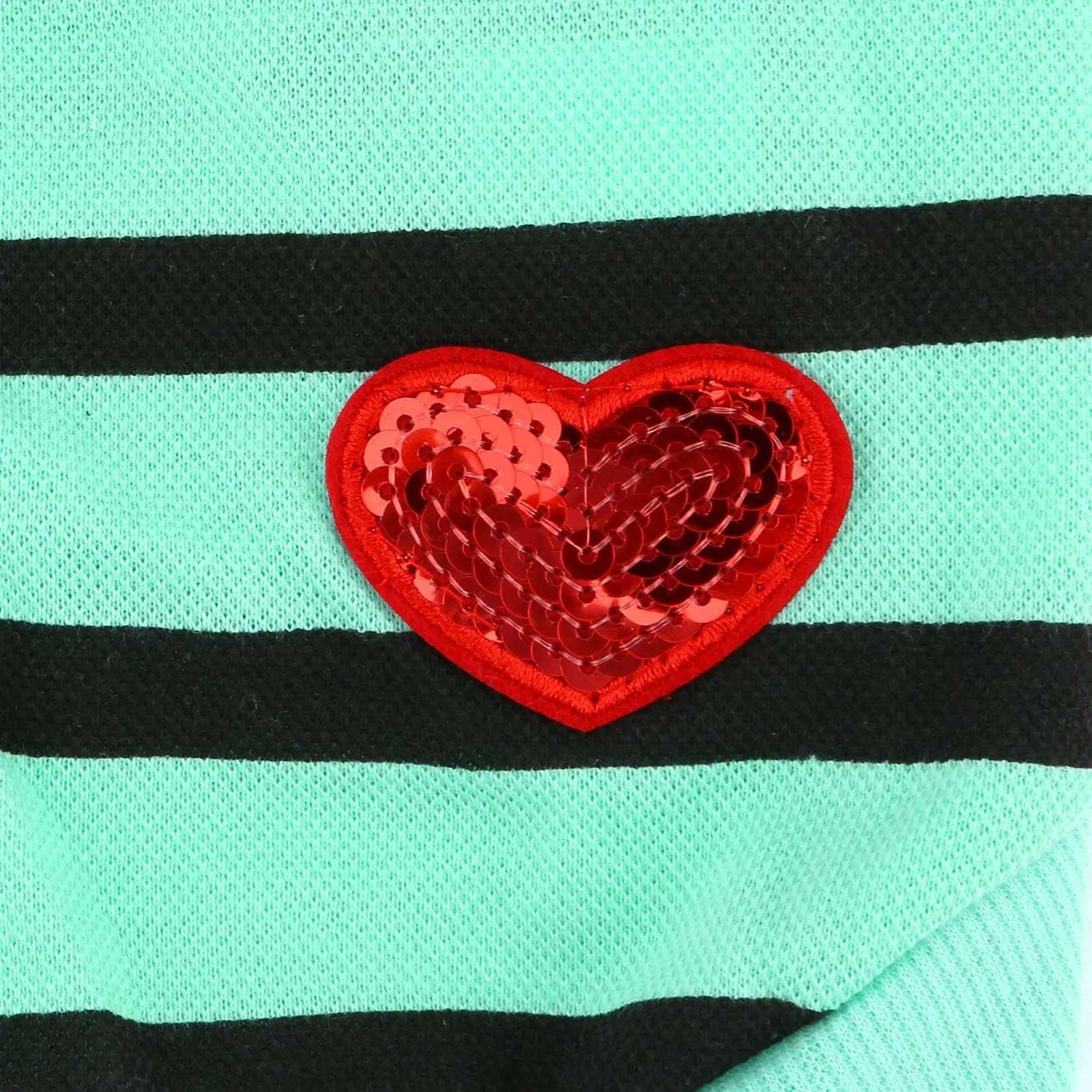 Zunea T-shirt Estiva a Righe con Paillettes a Cuore per Cani di Piccola Taglia, Blu Menta, XS - immagine 5