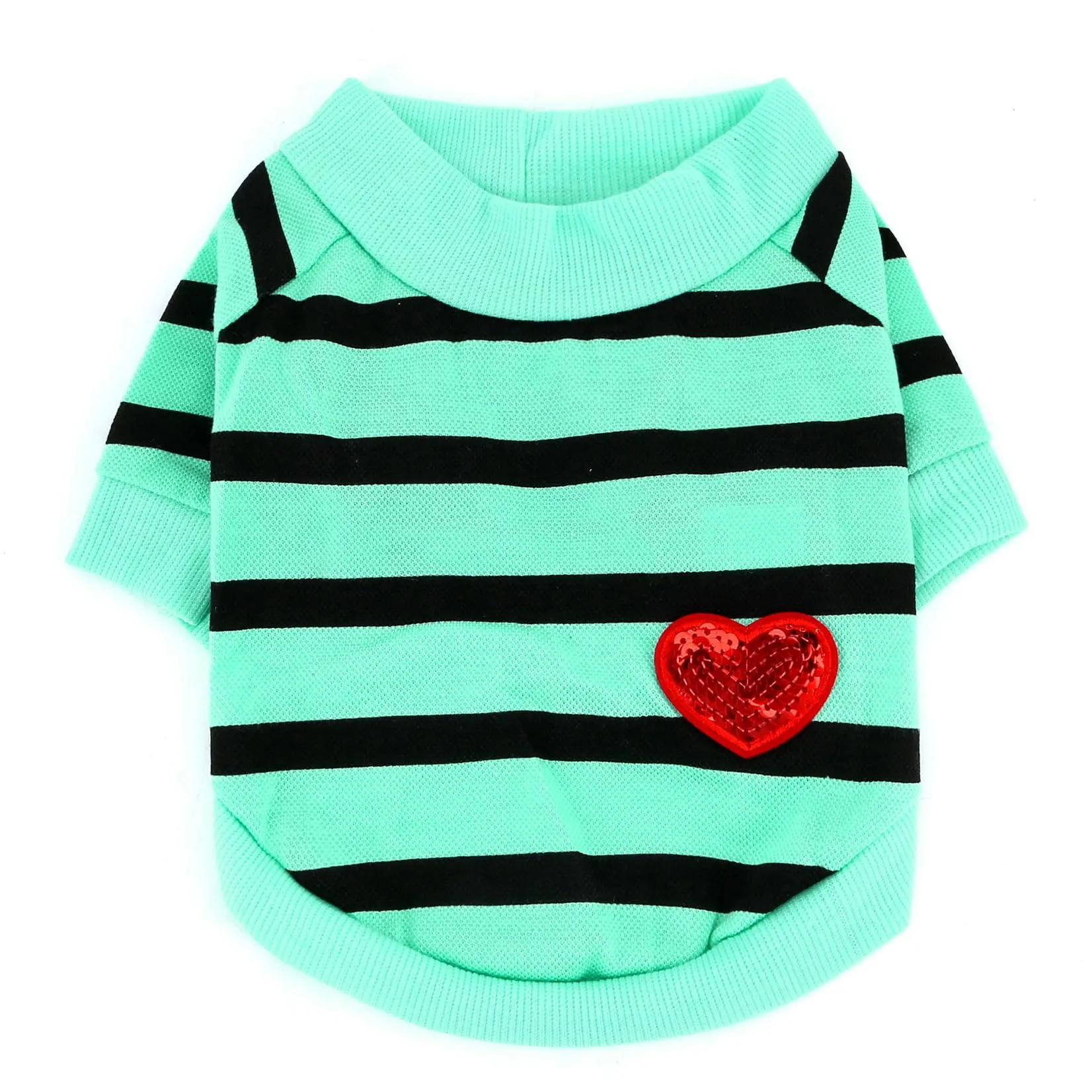 Zunea T-shirt estiva a righe per cani di piccola taglia, Blu menta, Taglia M - immagine 4