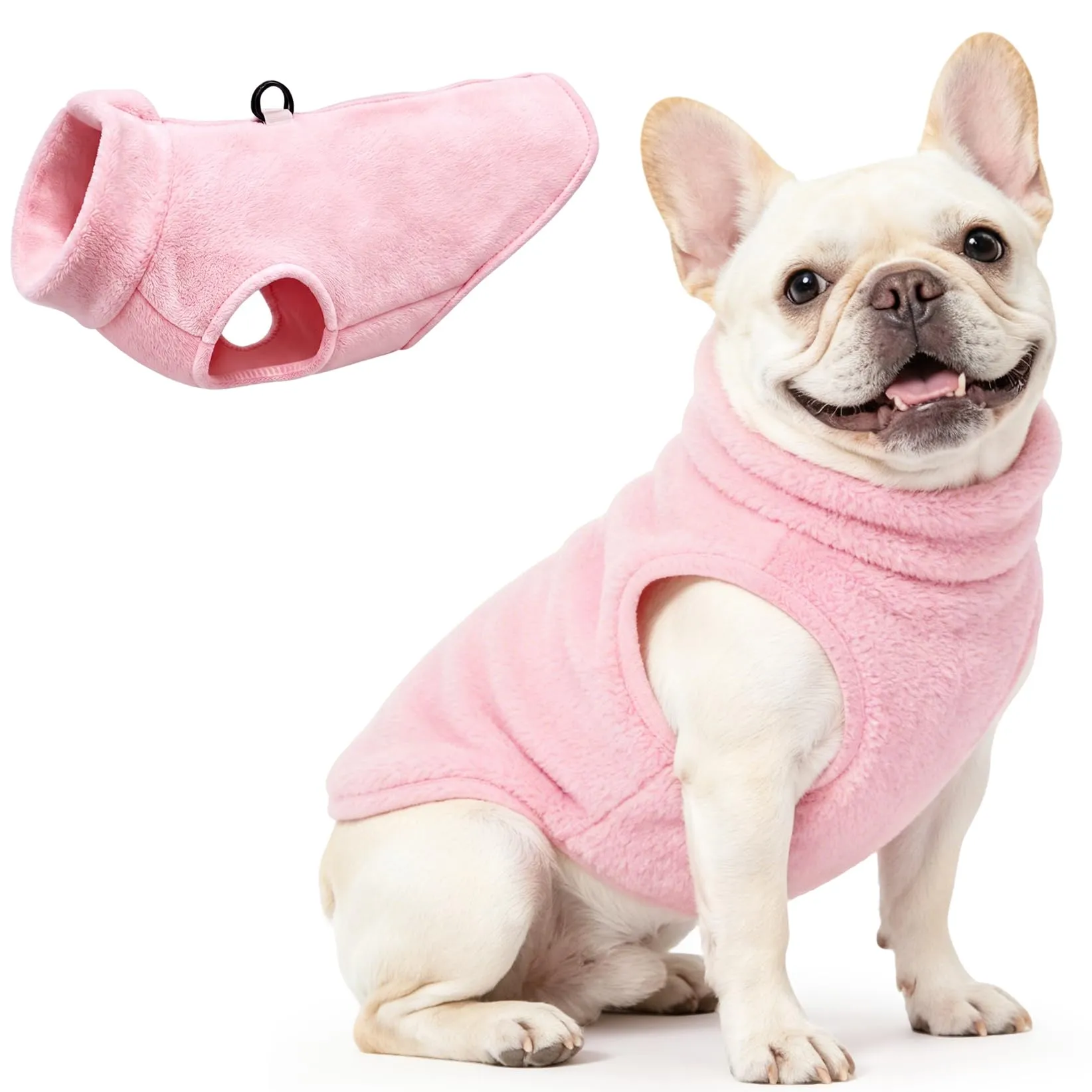 Oslueidy Cappotto in pile con cappuccio per cani, Pink, L - immagine 1