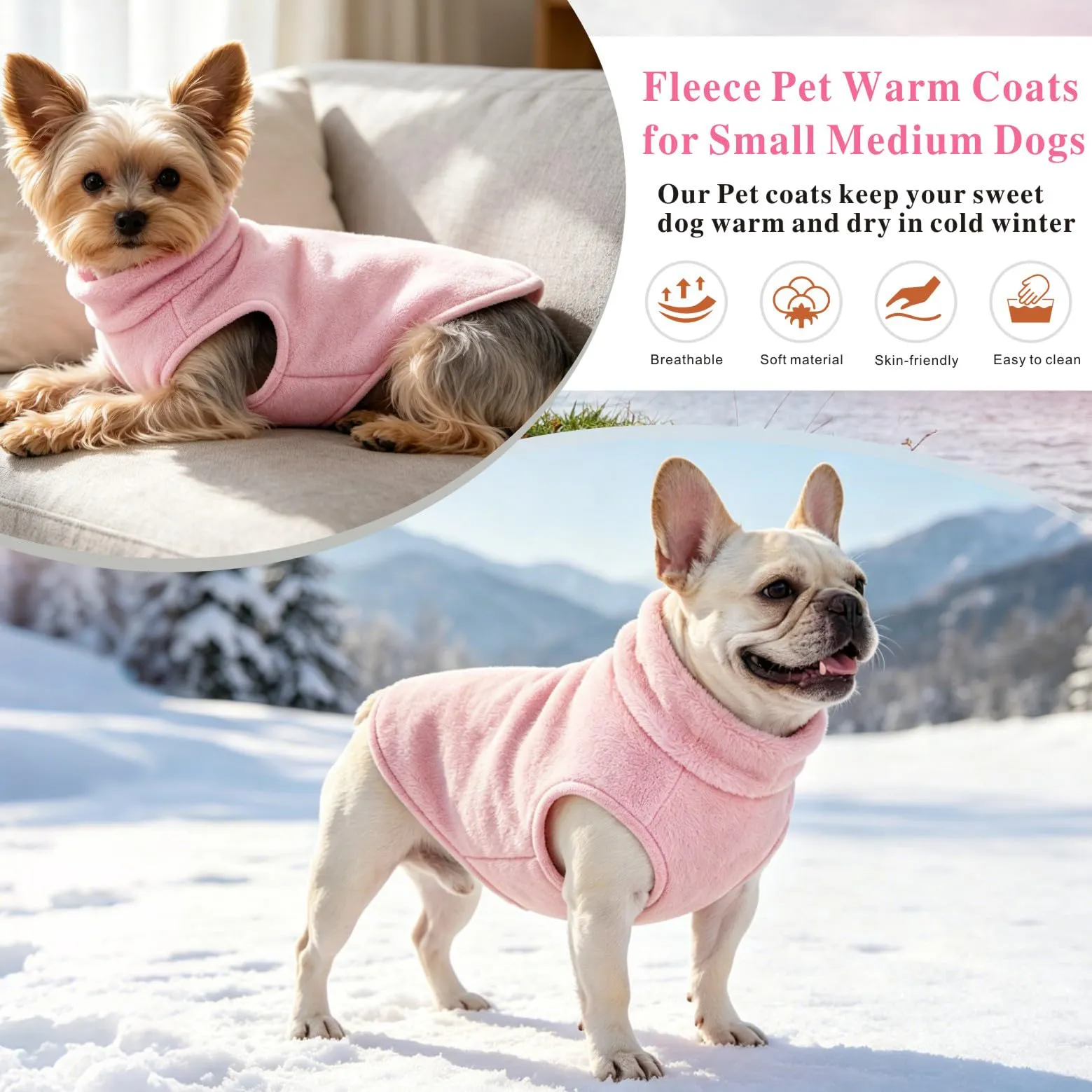 Oslueidy Cappotto in Pile con Cappuccio per Cani, Pink, M - immagine 5