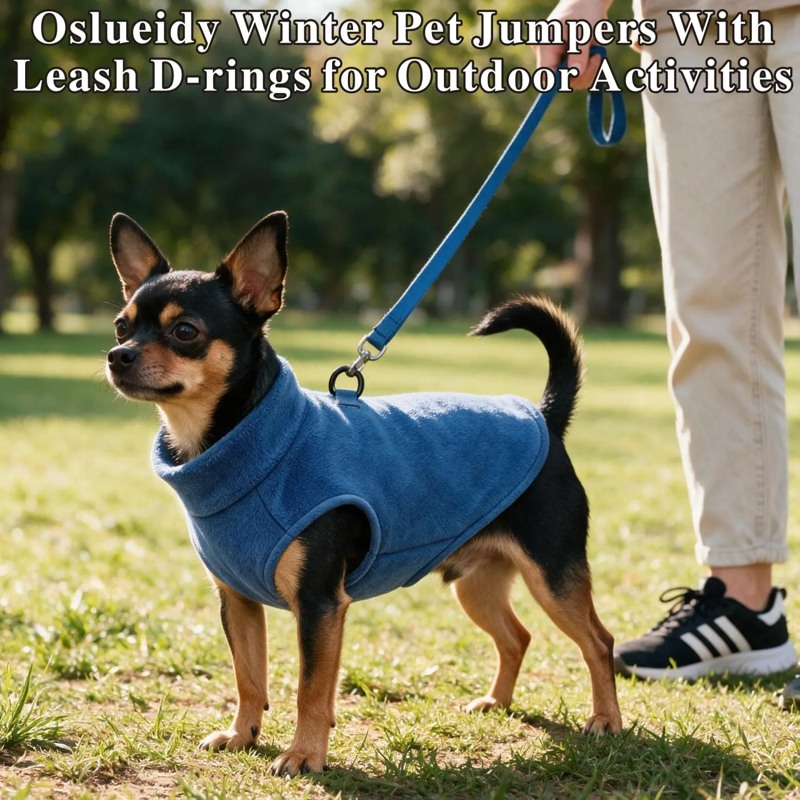 Oslueidy Cappotto in pile con cappuccio per cani, Blu Navy, XXL - immagine 4