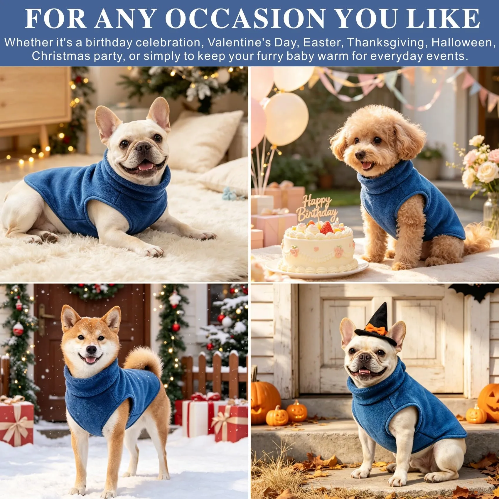 Oslueidy Cappotto in pile con cappuccio per cani, Blu Navy, XXL - immagine 5