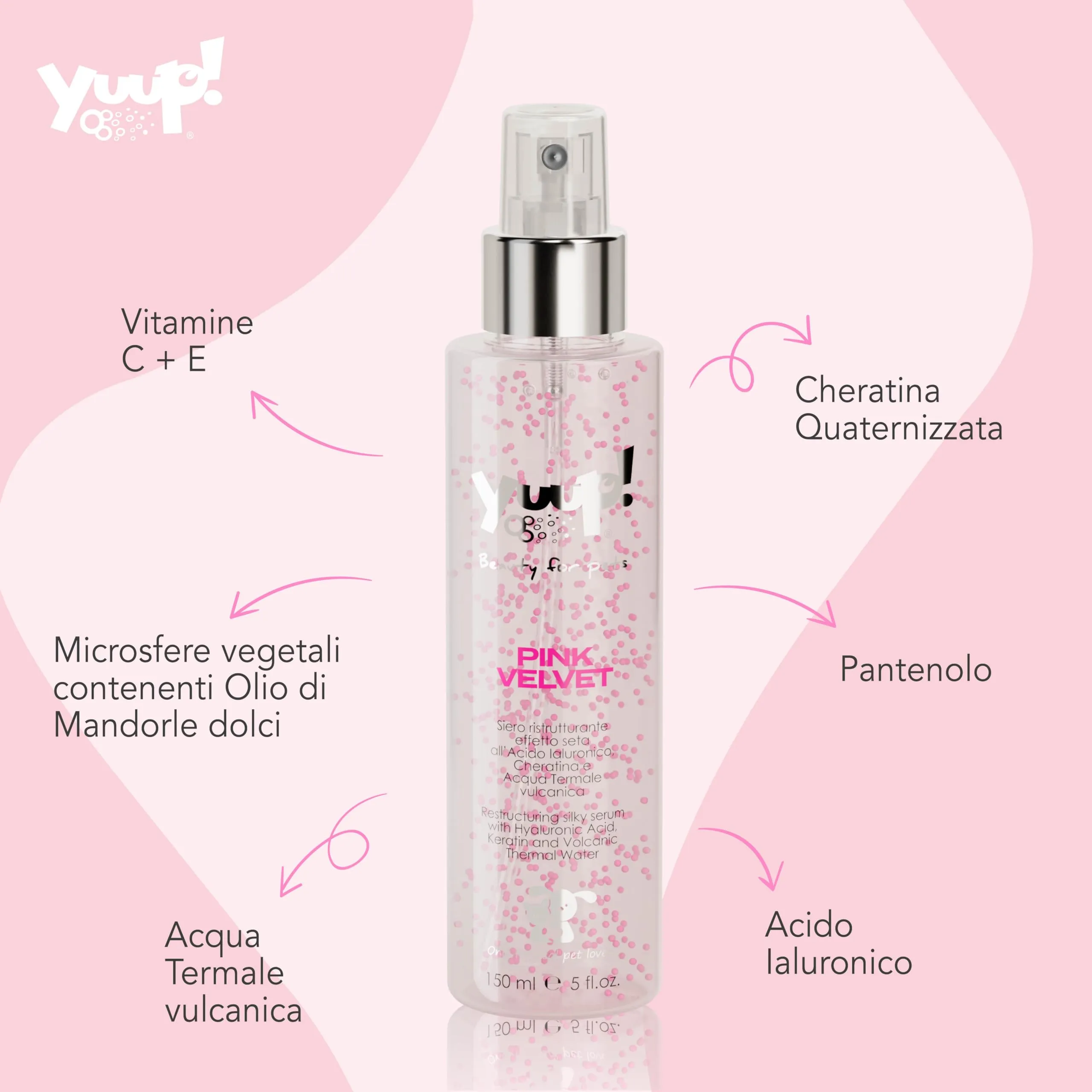 Yuup Pink Velvet Spray Idratante e Ristrutturante, 150 ml - immagine 2