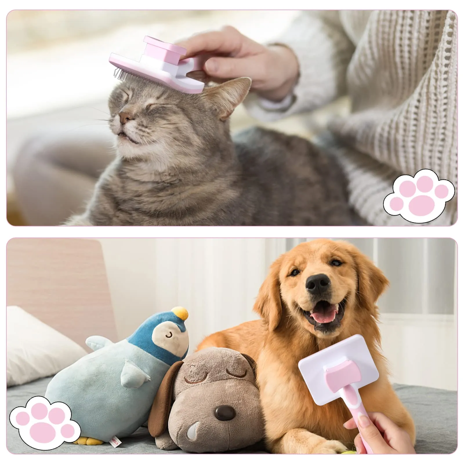 Vinabo Spazzola Autopulente per Gatti e Cani, Rosa - immagine 6