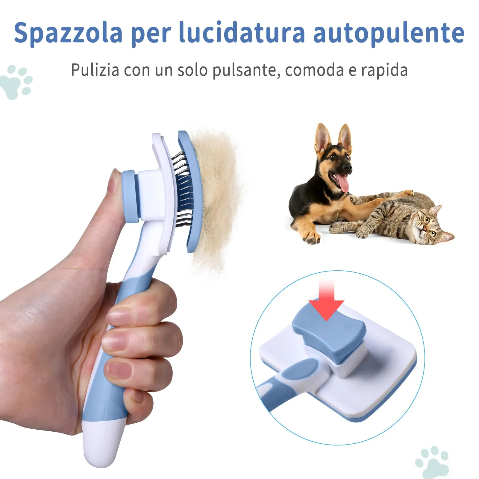 Vinabo Cardatore Autopulente per Gatti e Cani, Blu - immagine 6