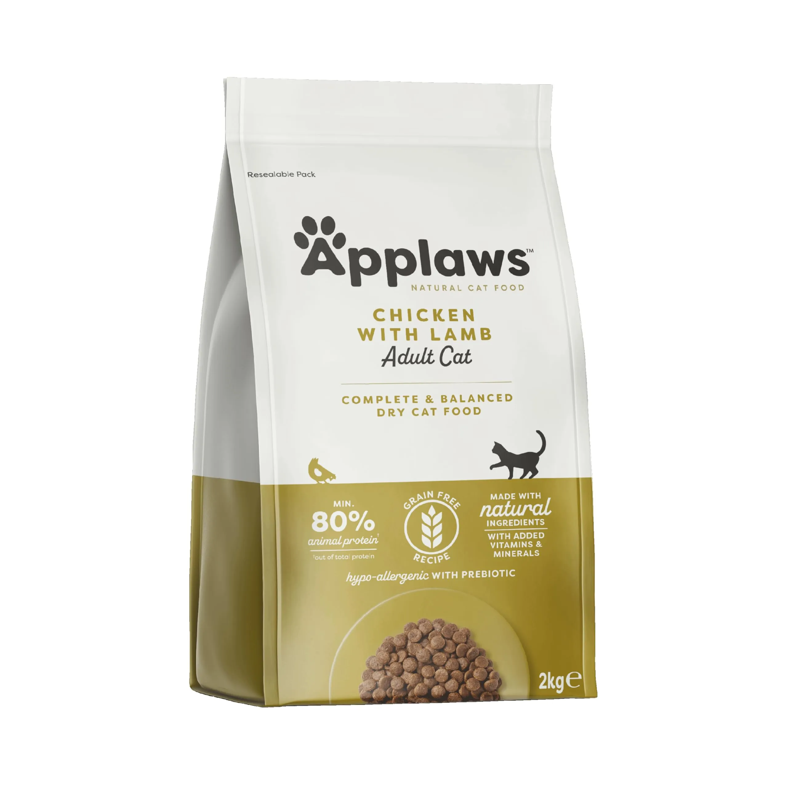 Applaws Alimenti completi per gatti adulti secchi e senza cereali, pollo e agnello, 2 kg - immagine 1