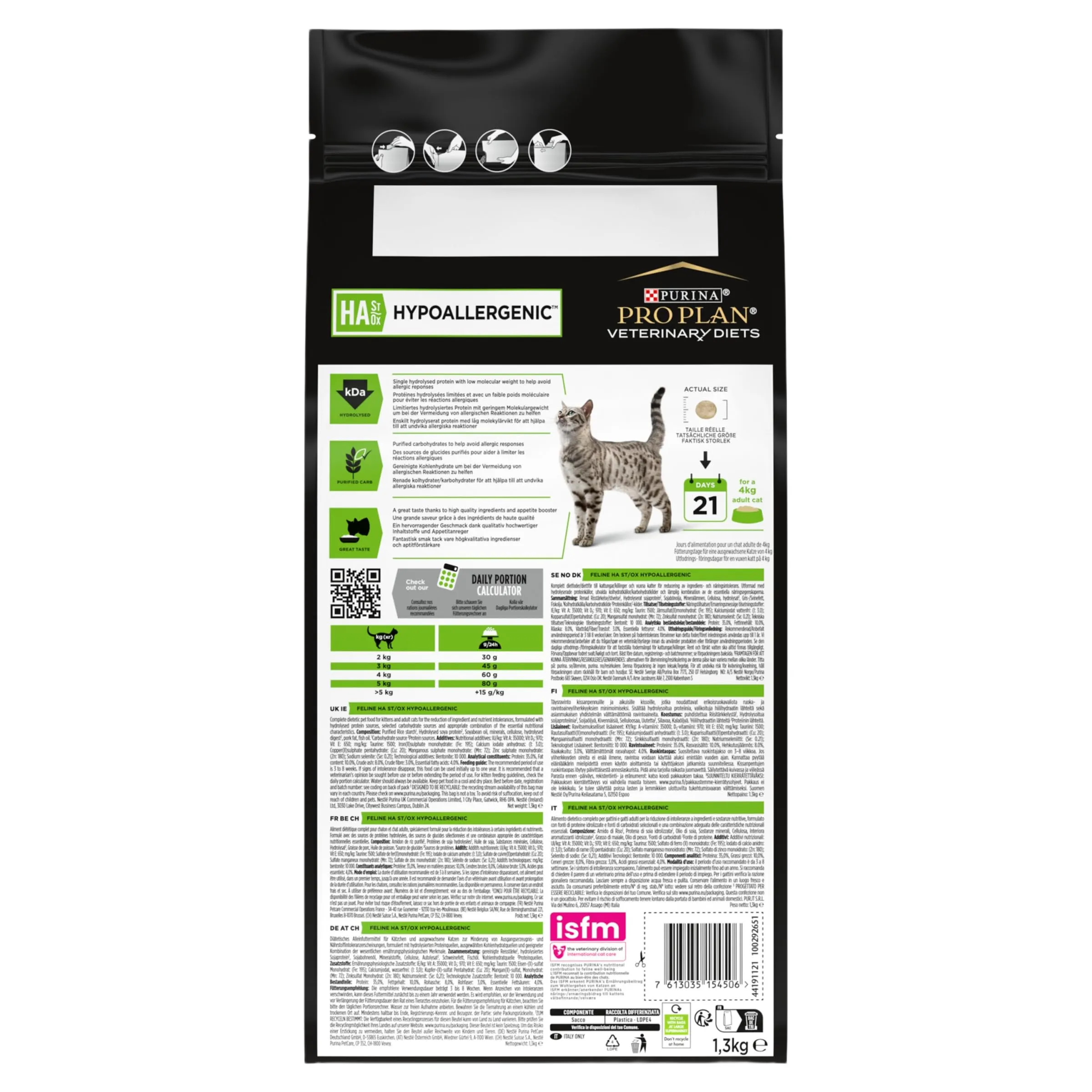 Purina Pro Plan Veterinary Diets Hypoallergenic Crocchette per Gatti Cuccioli e Adulti, 1.3kg - immagine 4