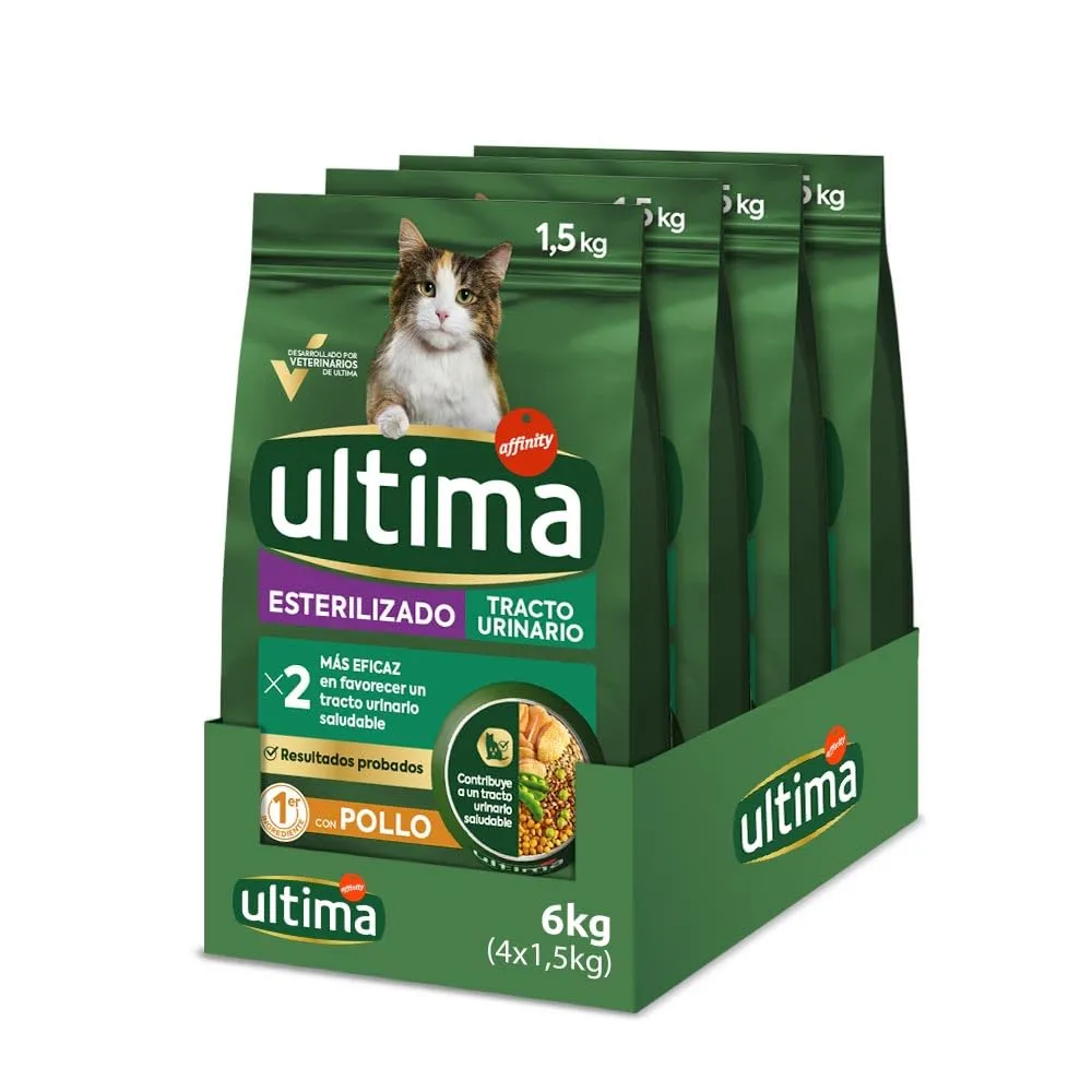 Ultima Cibo per Gatti Sterilizzati al Pollo, Prevenzione Vie Urinarie, 4 x 1,5 kg (6 kg) - immagine 1