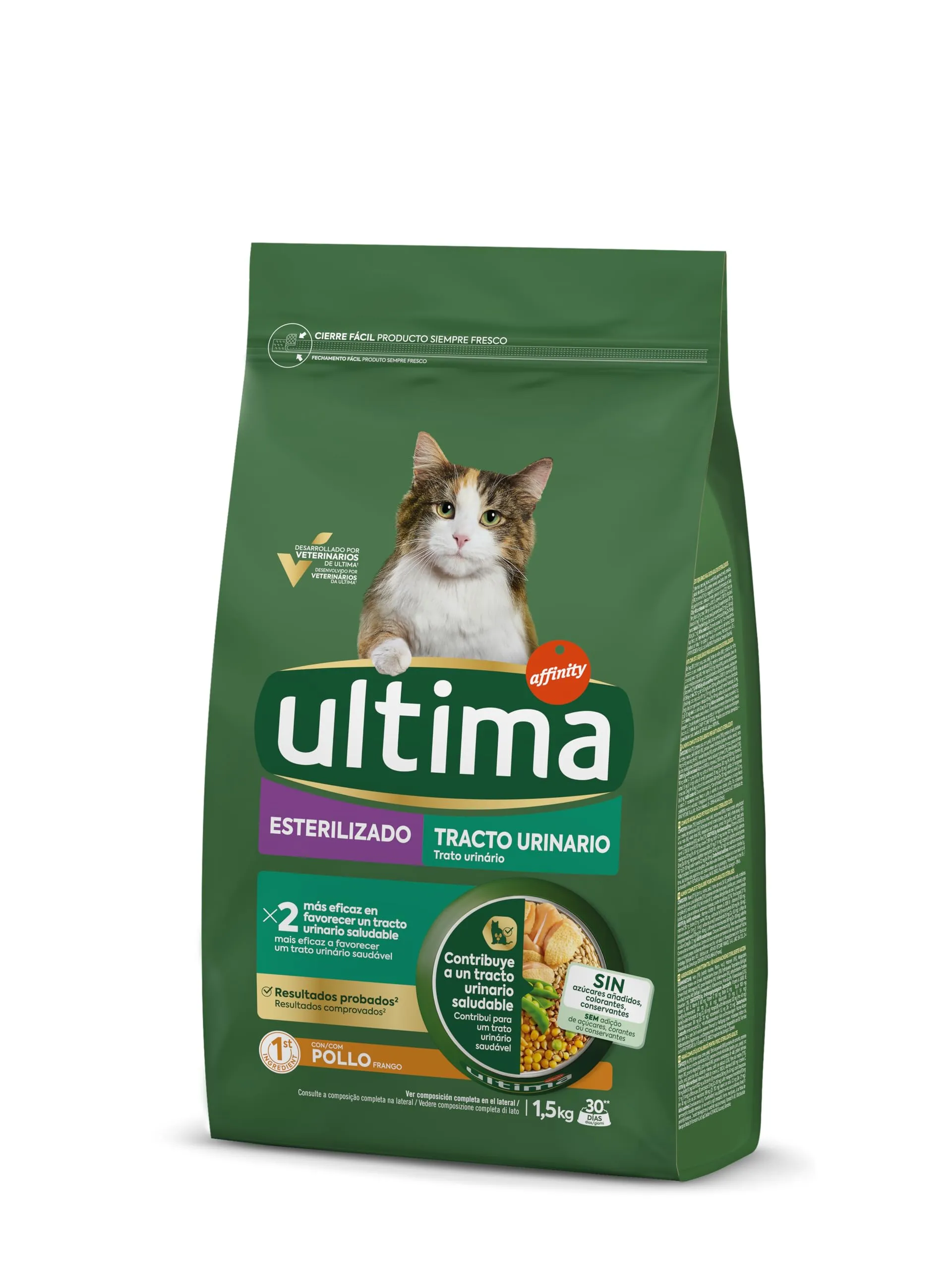 Ultima Cibo per Gatti Sterilizzati al Pollo, Prevenzione Vie Urinarie, 4 x 1,5 kg (6 kg) - immagine 2