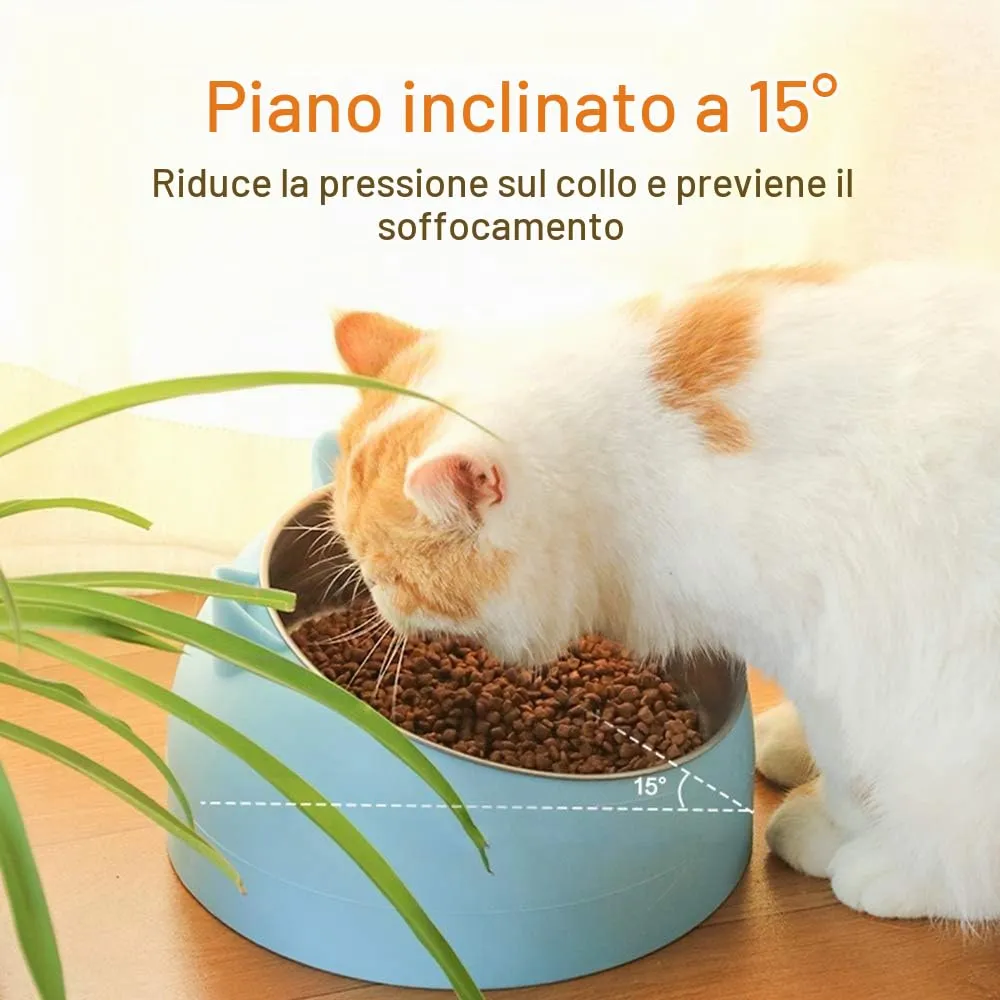 TaimeiMao Ciotola per Gatti in Acciaio Inox con Supporto Inclinato, Nero - immagine 3