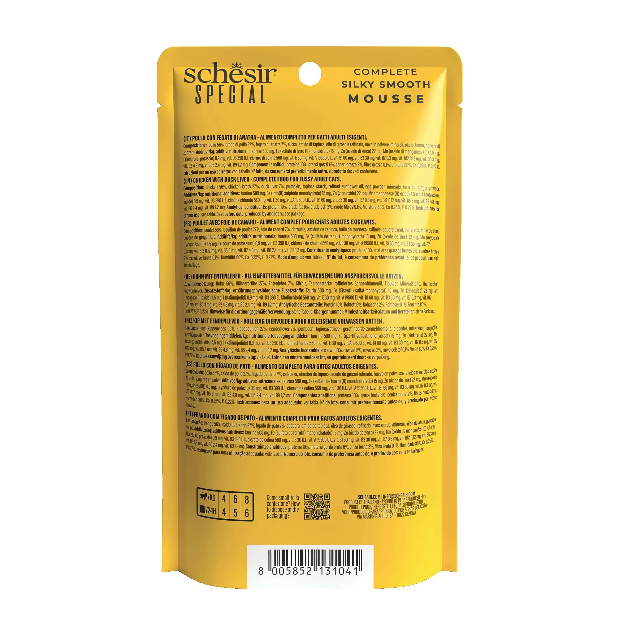 Schesir Special Exigent Filetti di Pollo con Anatra in Mousse, Alimento Umido Completo per Gatti, Grain Free, 12 x 70g - immagine 4