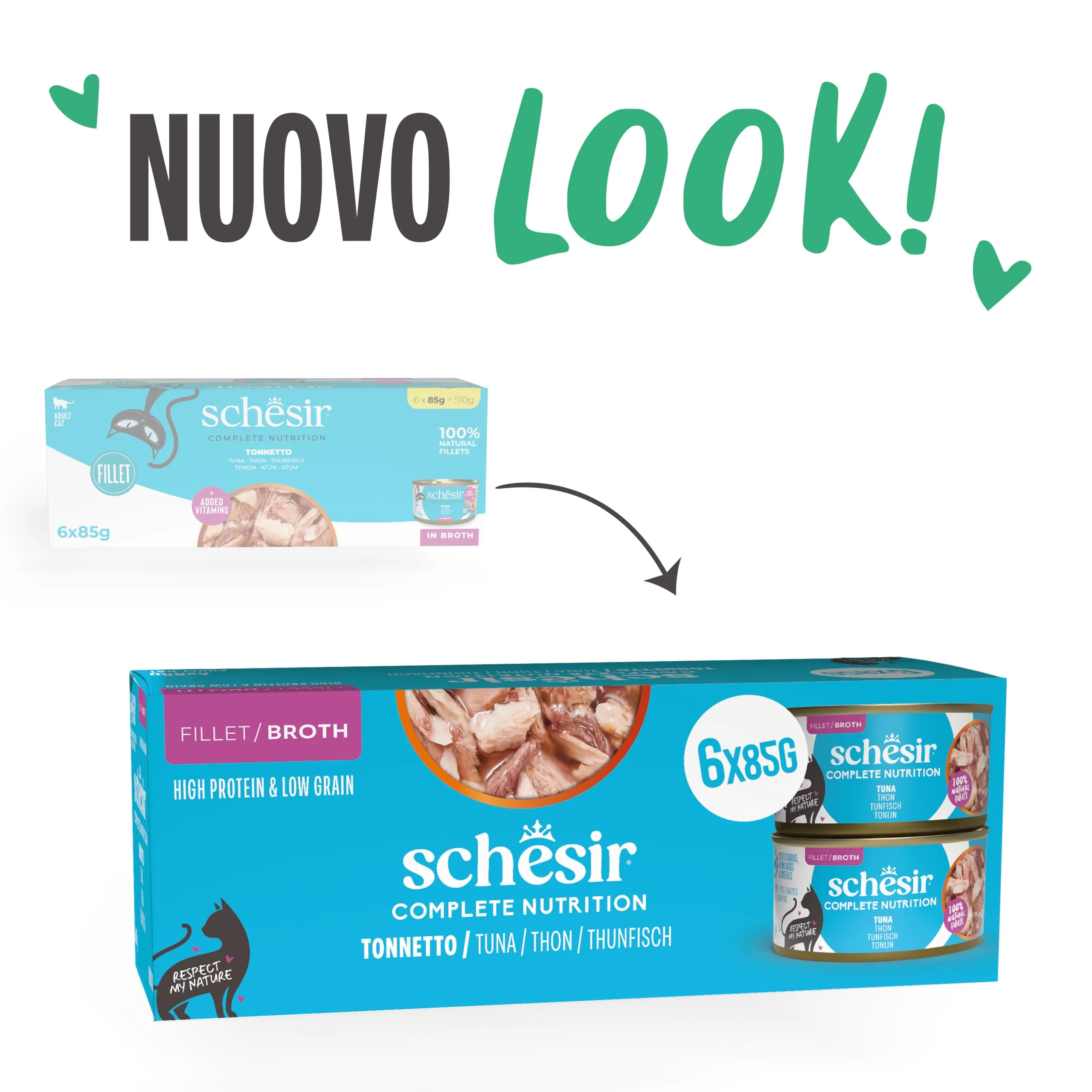 Schesir Tonnetto in Brodo Alimento Umido Completo per Gatti, 6 x 85g - immagine 2