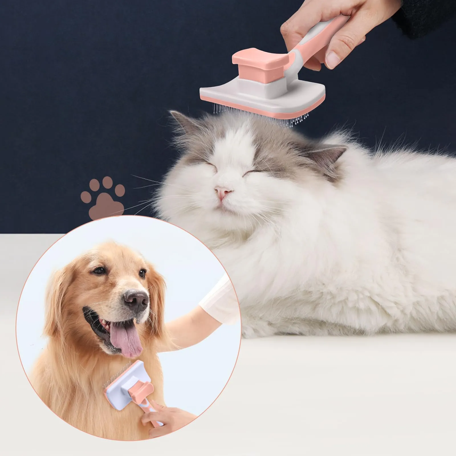 Vinabo Pettine Autopulente per Gatti e Cani, Pelo Corto e Lungo, Arancione - immagine 4