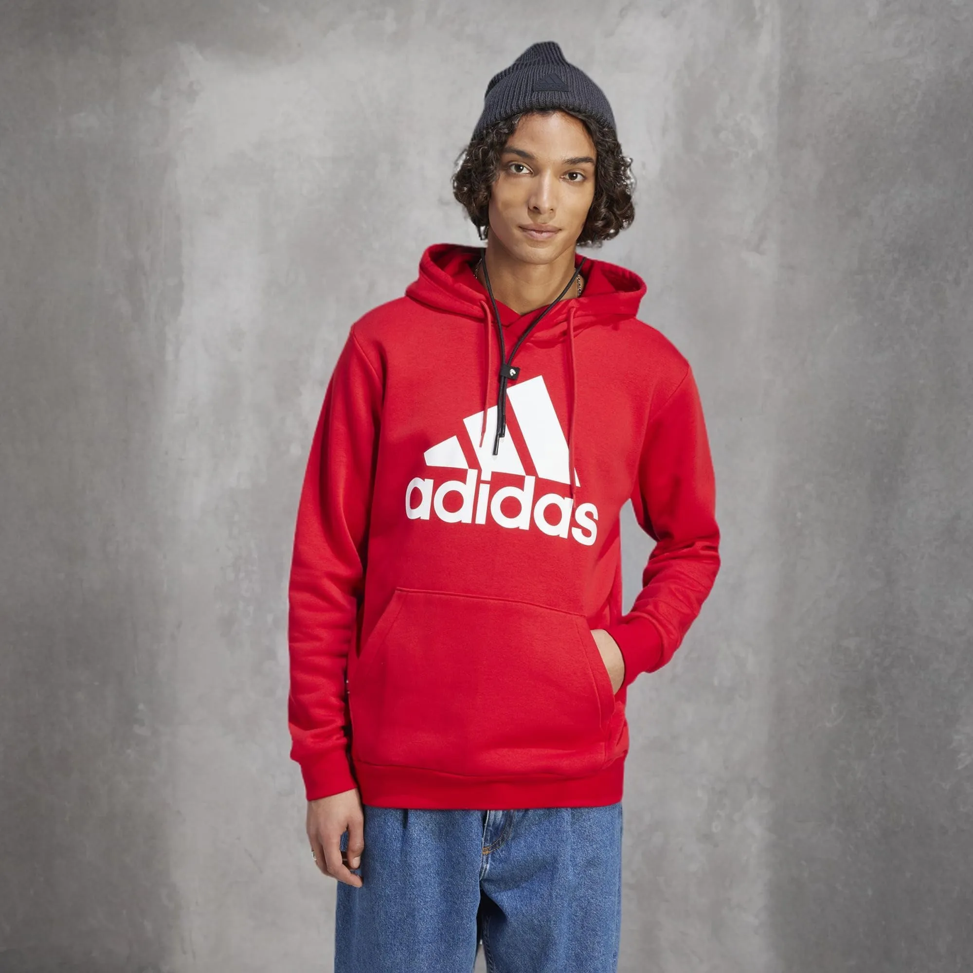 adidas Essentials Pile Hoodie with Logo, Better Scarlet, S - immagine 4