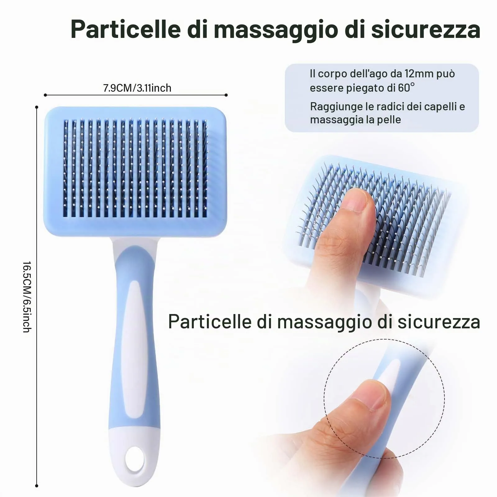 Vinabo Spazzola Autopulente per Gatti e Cani, Pelo Corto e Lungo, Blu - immagine 7