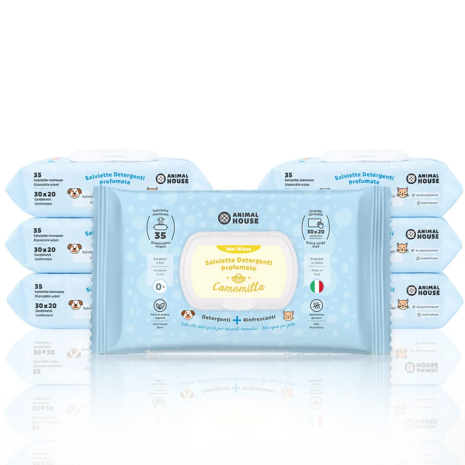 Animal House Salviette alla Camomilla per Cani e Gatti, 350 pz - immagine 1