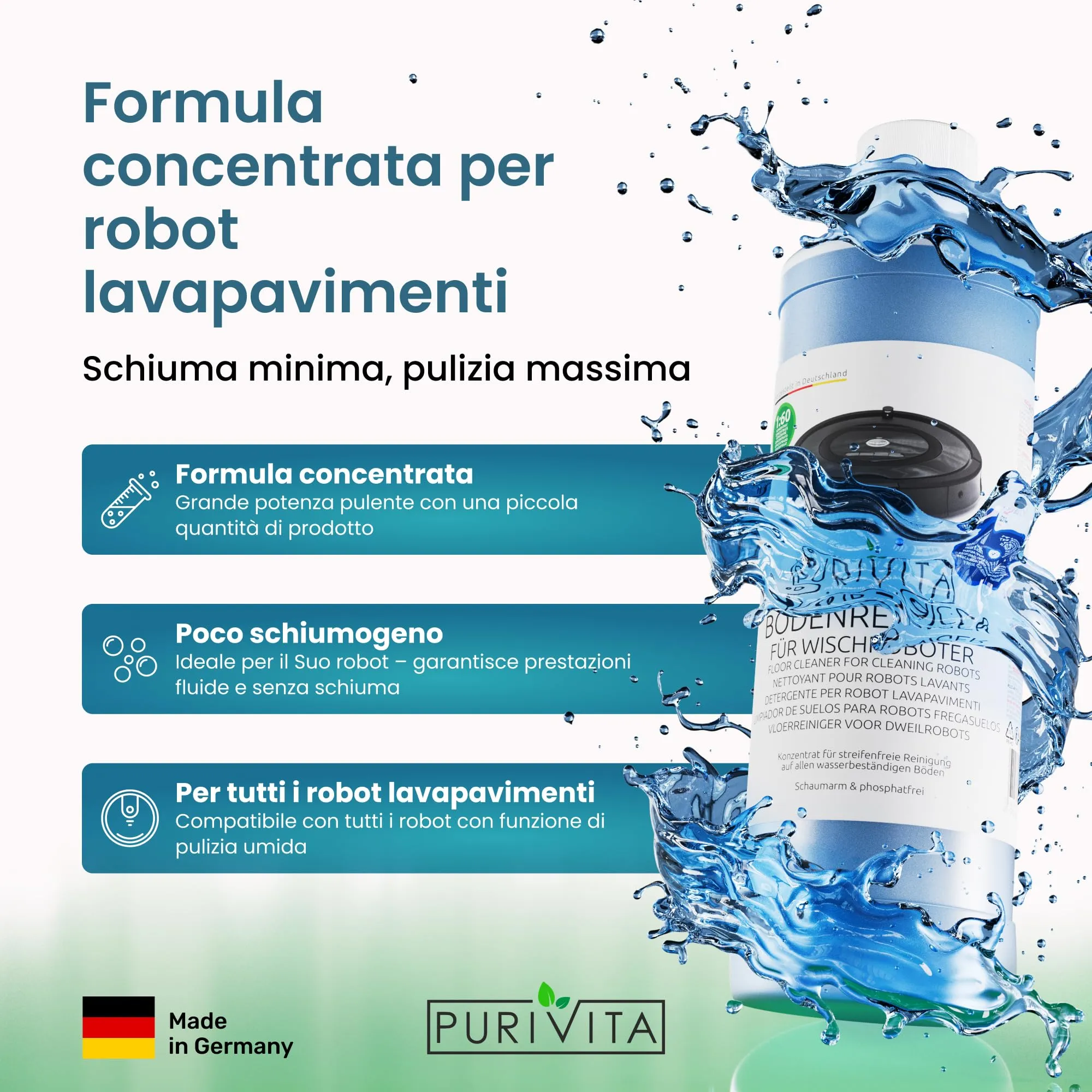 Purivita Detergente Lavapavimenti Concentrato per Robot e Lavasciuga, 500ml - immagine 4