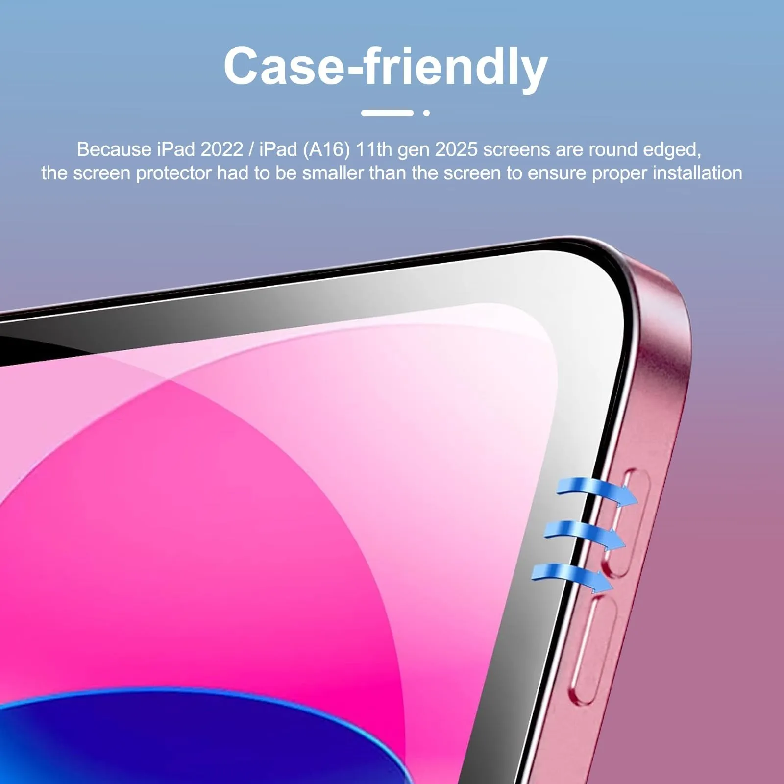 NEW'C Vetro Temperato per iPad 10.9 pollici (2022), Pellicola Protettiva 9H, 0.33mm, Trasparente (2 Pezzi) - immagine 3