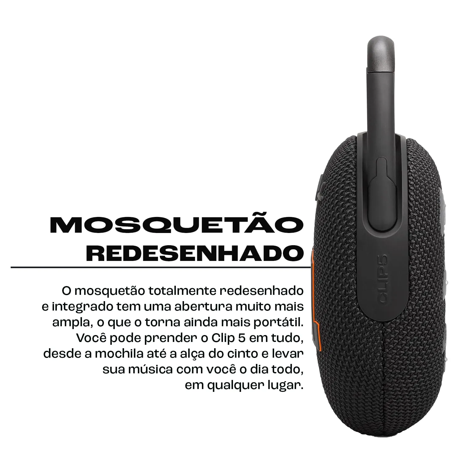 JBL Clip 5 Speaker Bluetooth Portatile, Nero - immagine 4