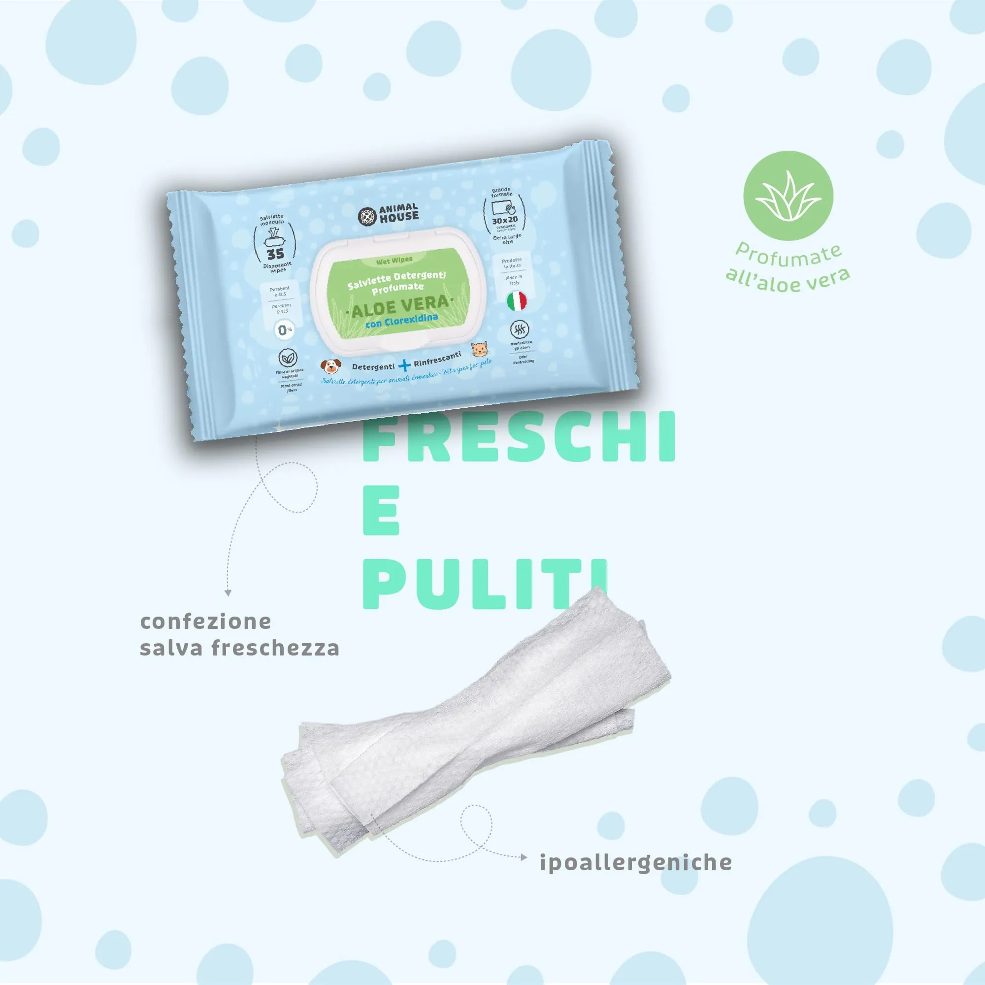 Animal House Salviette all’Aloe Vera per Cani e Gatti, 350 pz - immagine 5