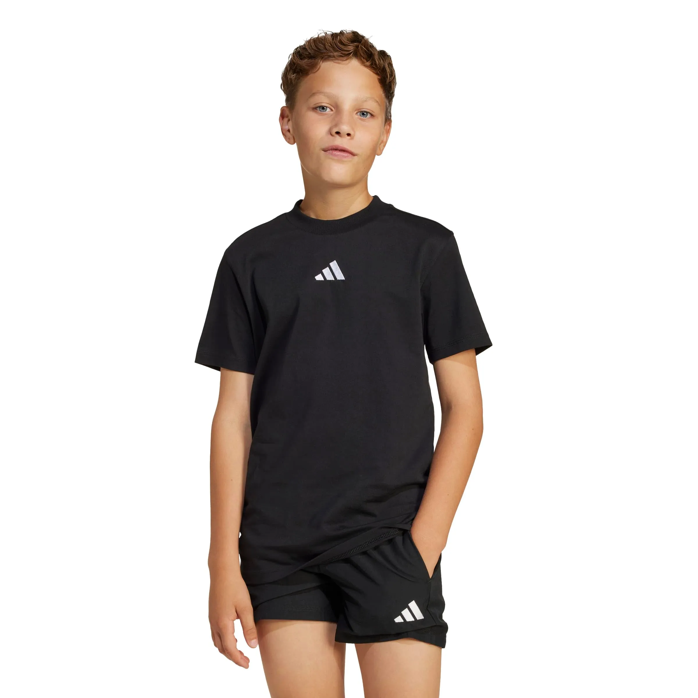 adidas Unisex Essentials T-Shirt - 9-10 Years - Black/White - immagine 4