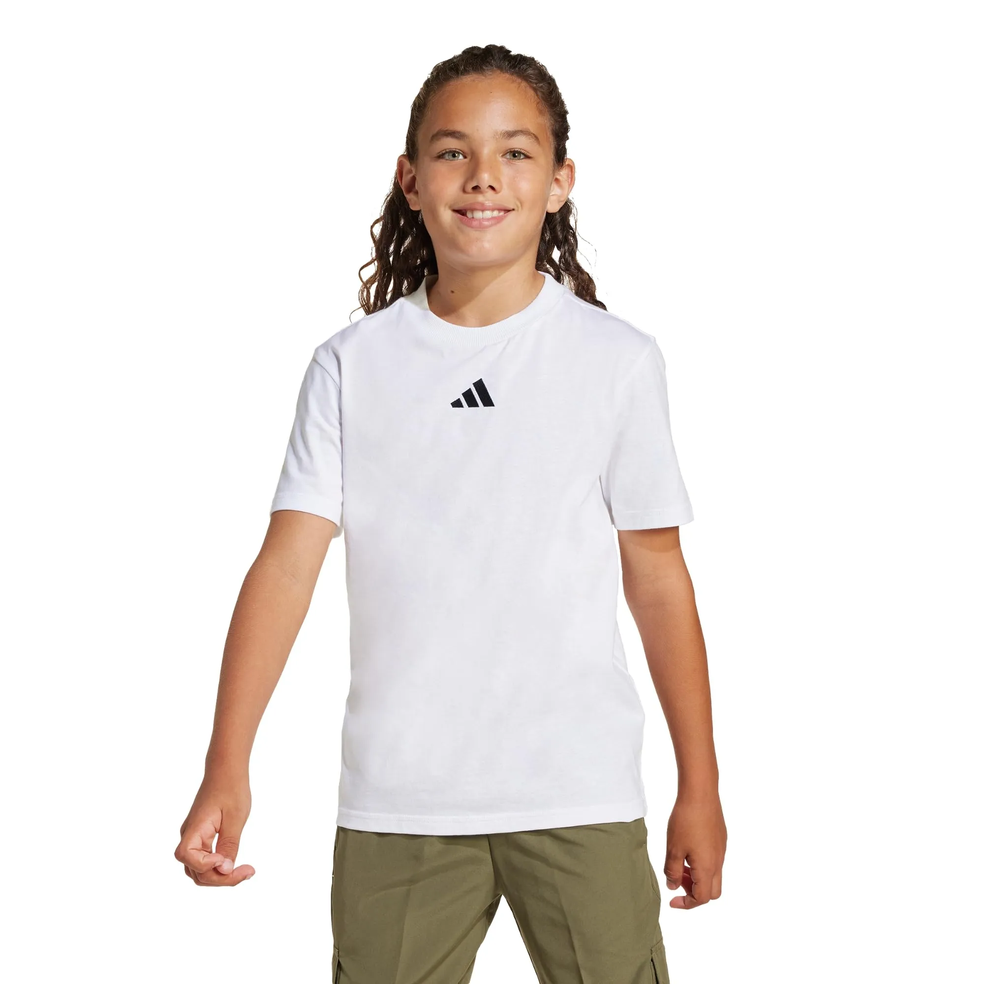adidas Essentials T-Shirt Unisex Bambini, White/Black, JC9774 - immagine 3