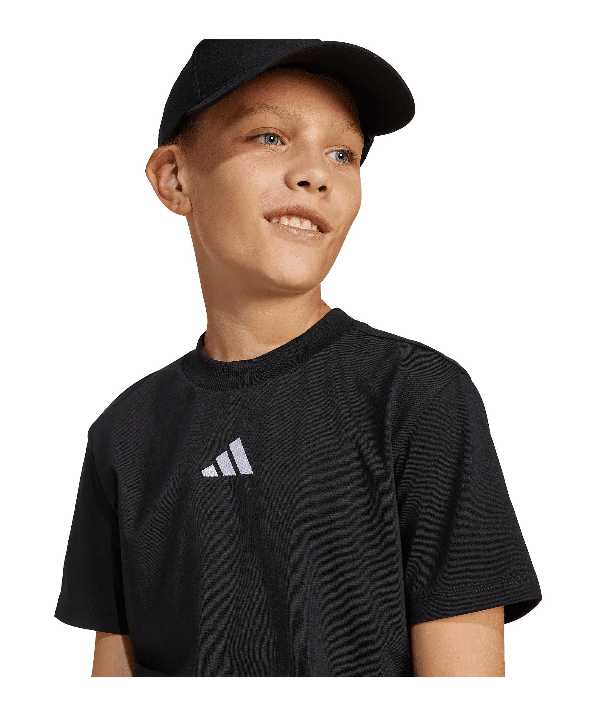 adidas Essentials T-Shirt Unisex Bambini, Black/White, JC9776, 7-8 anni - immagine 3