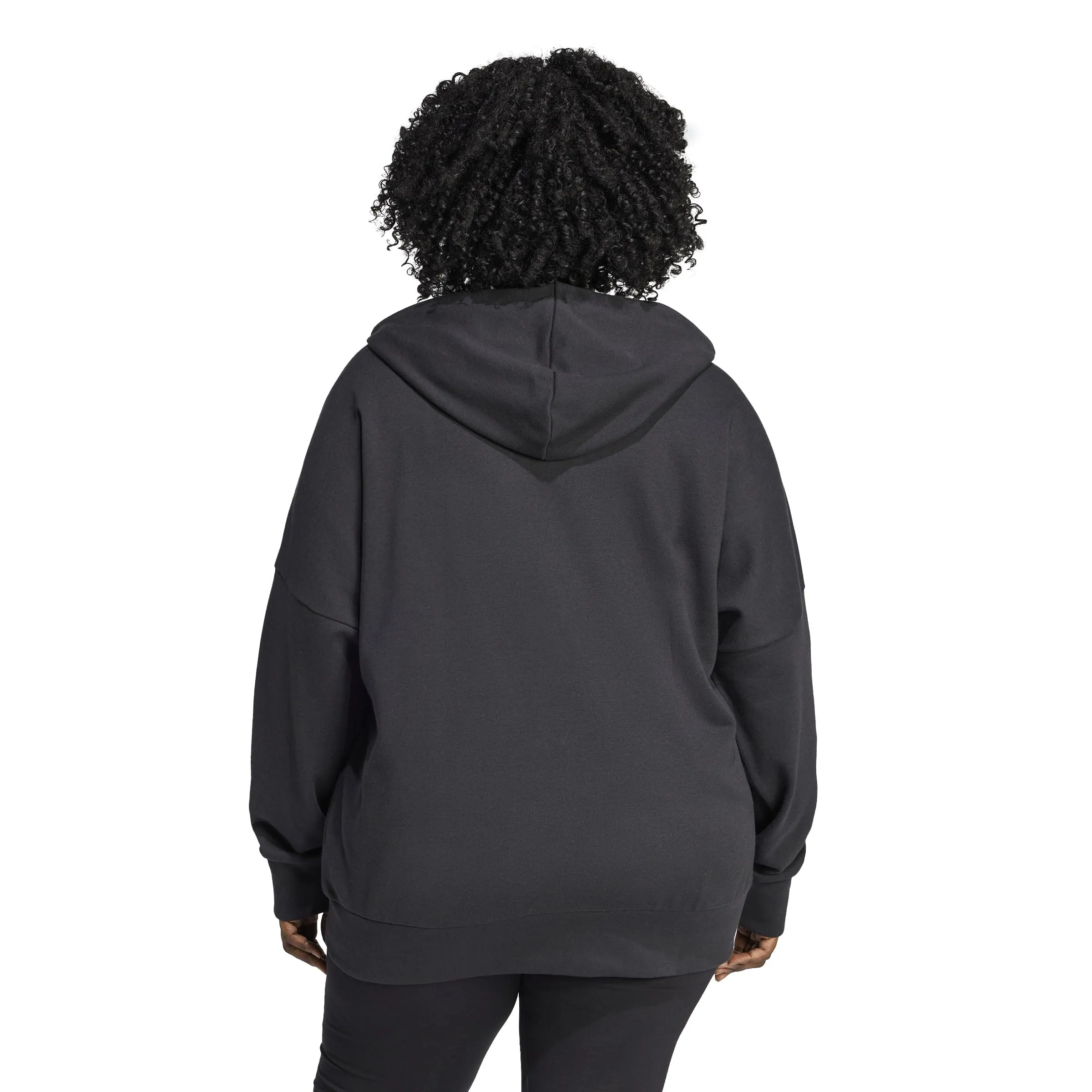 adidas Donna Essentials Linear Full Zip French Terry Hoodie Sweatshirt, Black/White, XXL - immagine 3