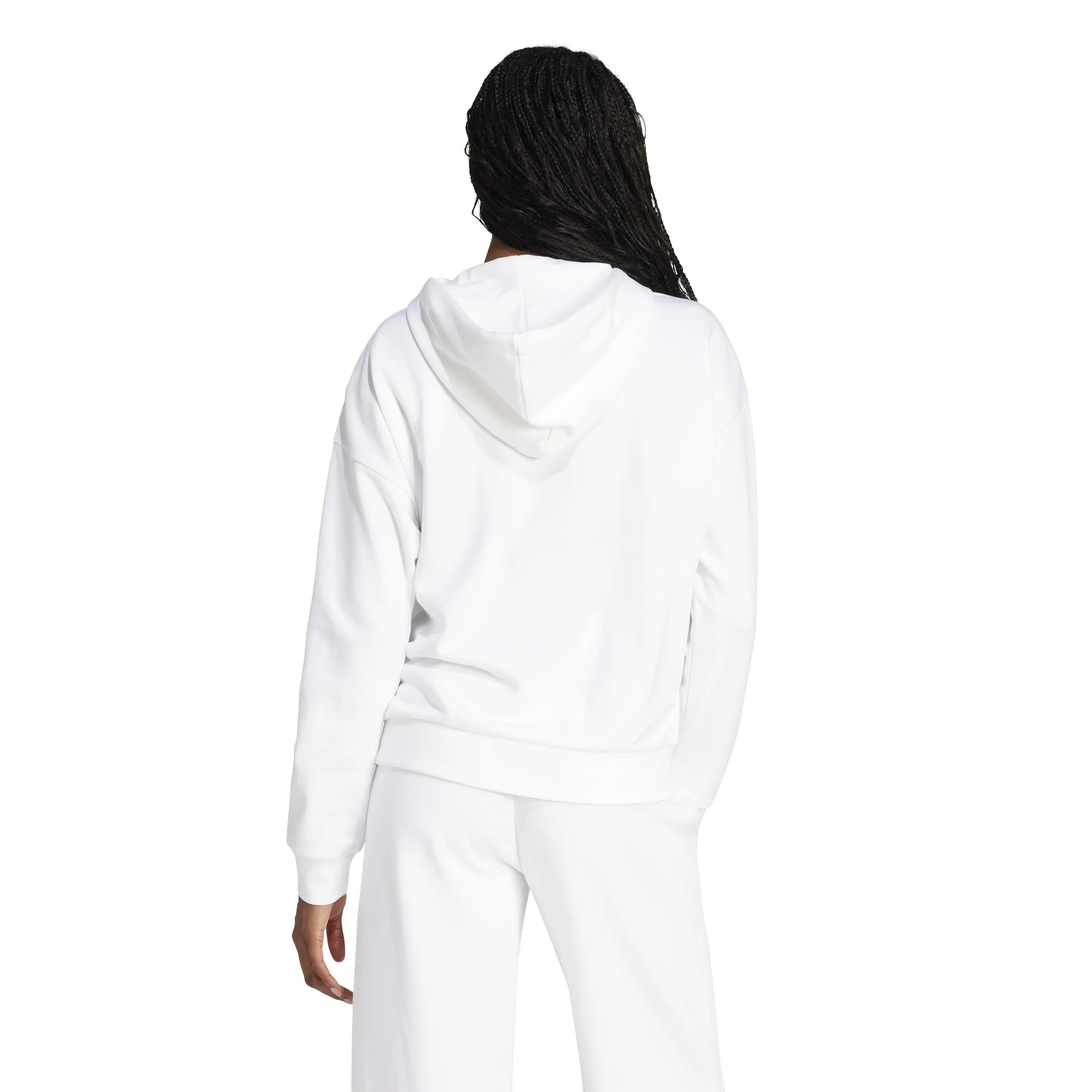 adidas Donna Essentials Linear Full Zip French Terry Hoodie - White/Black - XL - immagine 2