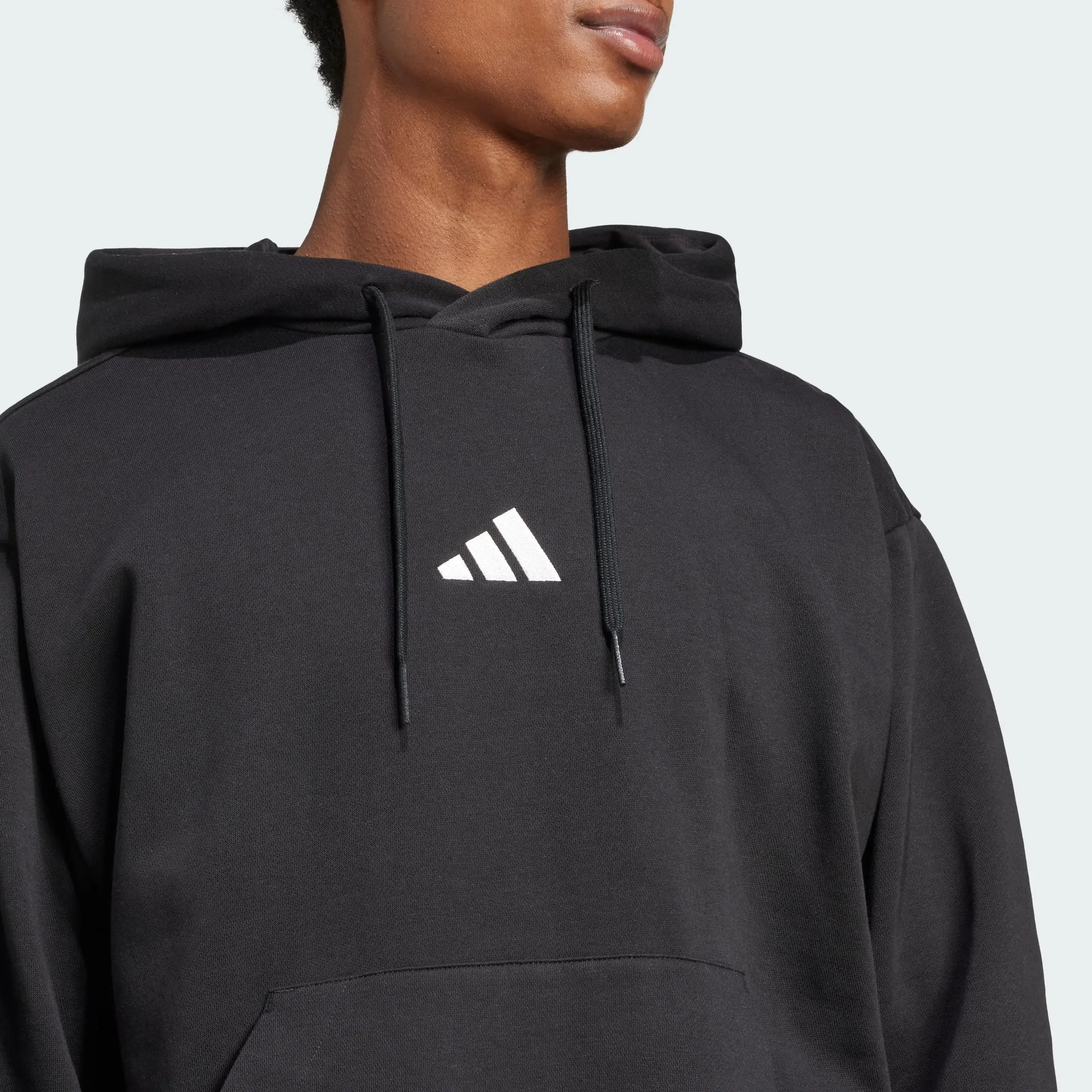 adidas Essentials Feelcozy Fleece Hoodie Sweatshirt - Black/White - XXL - immagine 2