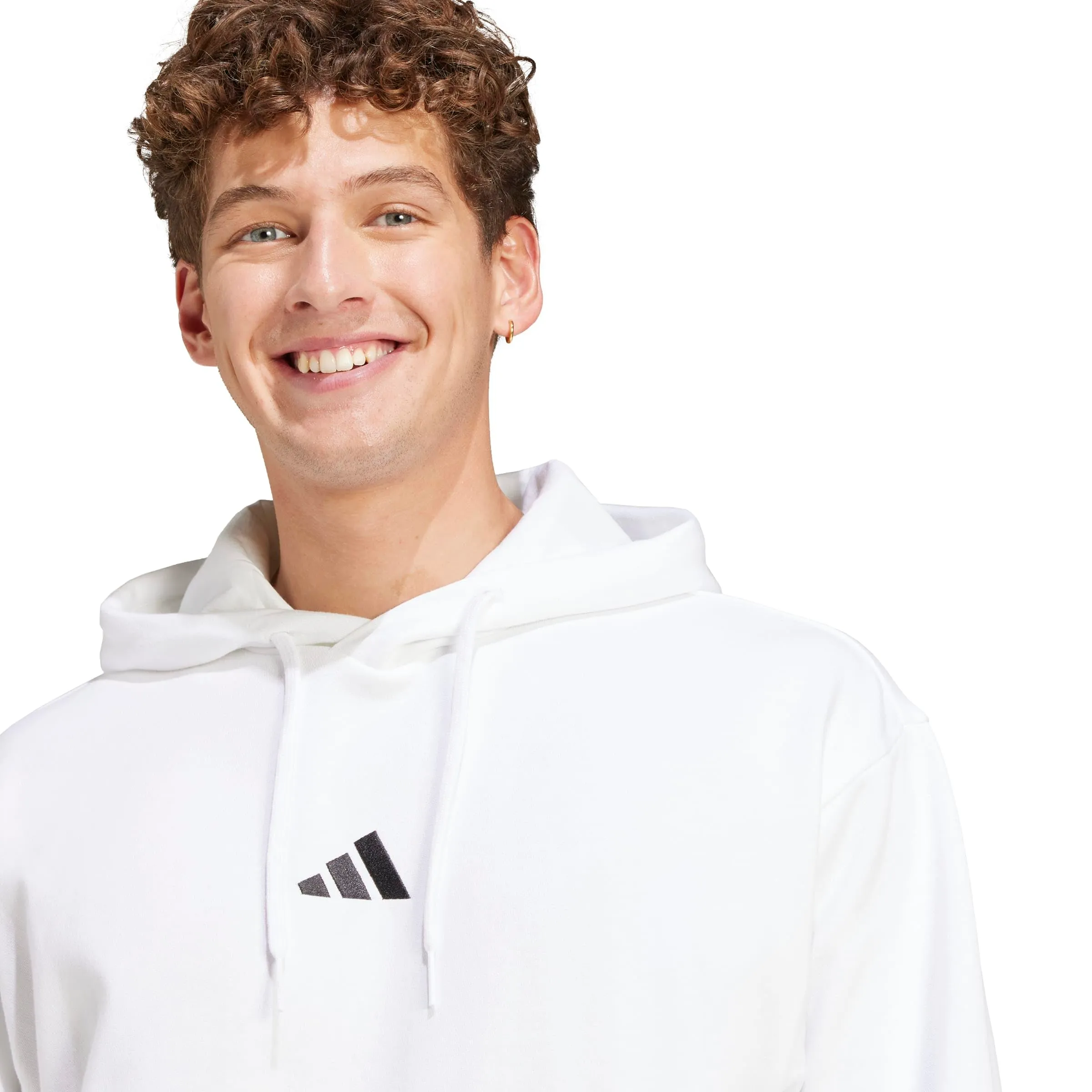 adidas Essentials Feelcozy Fleece Hoodie Sweatshirt, White/Black, S - immagine 5