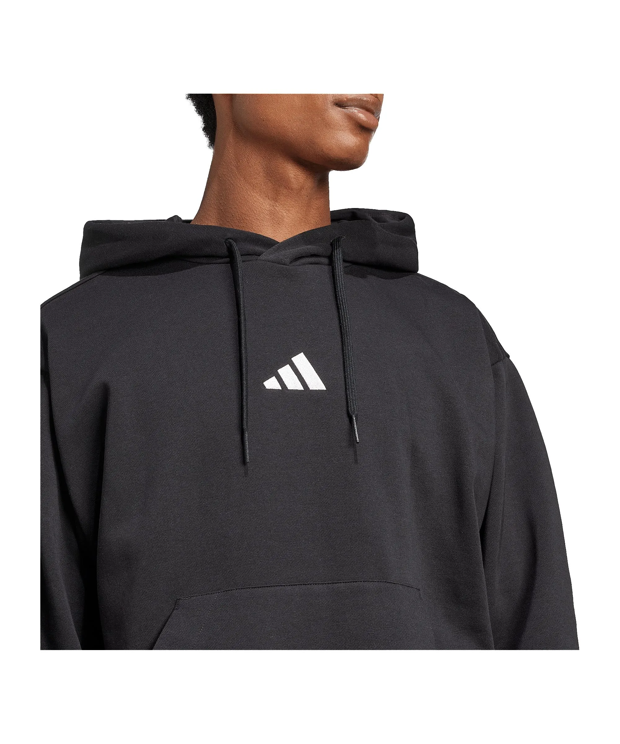 adidas Essentials Feelcozy Fleece Hoodie Sweatshirt, Black/White, XS - immagine 3
