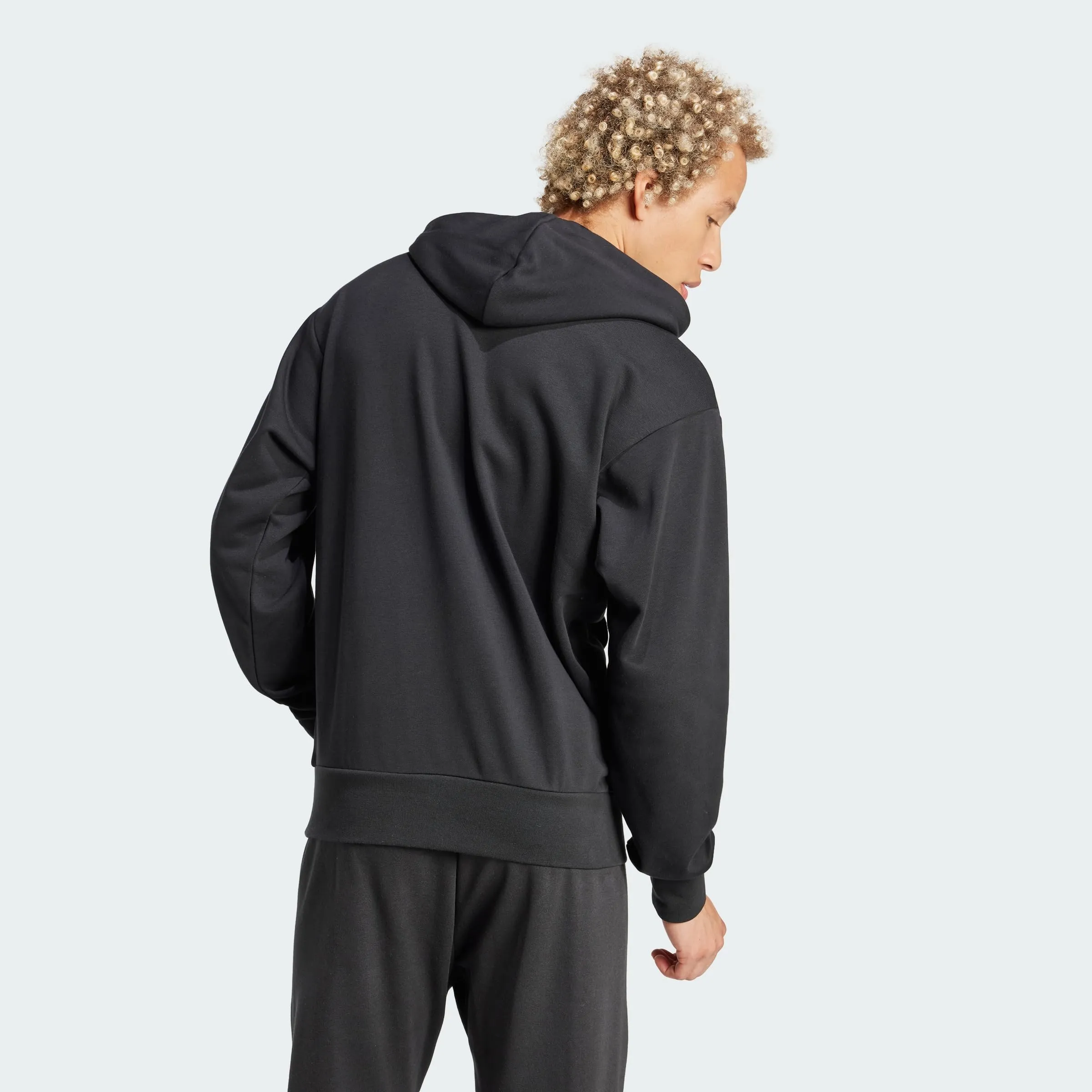 adidas Essentials Big Logo French Terry Hoodie, Black/White, L - immagine 5