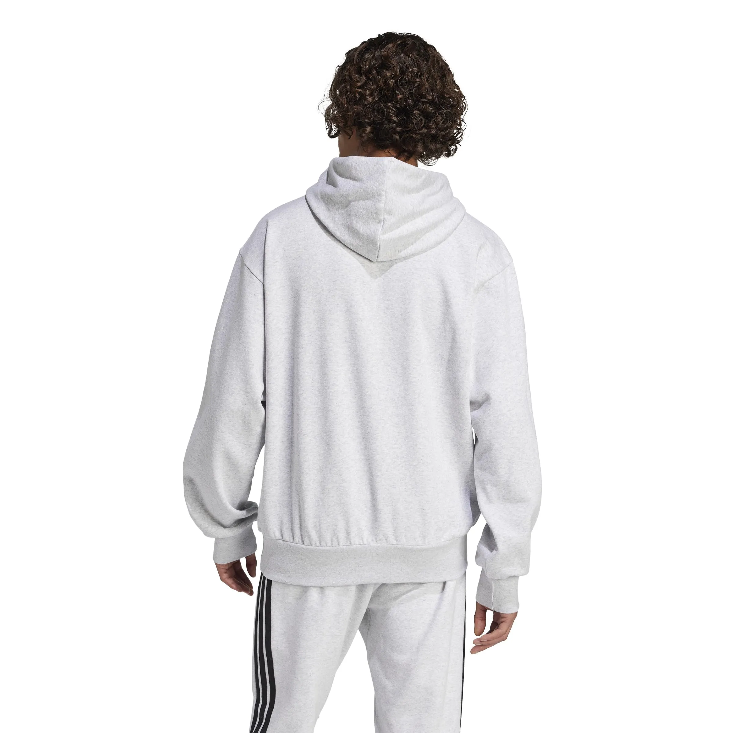 adidas Essentials Feelcozy Fleece Hoodie - Light Grey Heather/Black, S - immagine 2