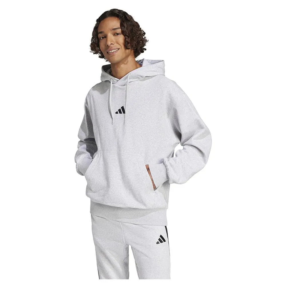 adidas Essentials Feelcozy Fleece Hoodie - Light Grey Heather/Black, S - immagine 3