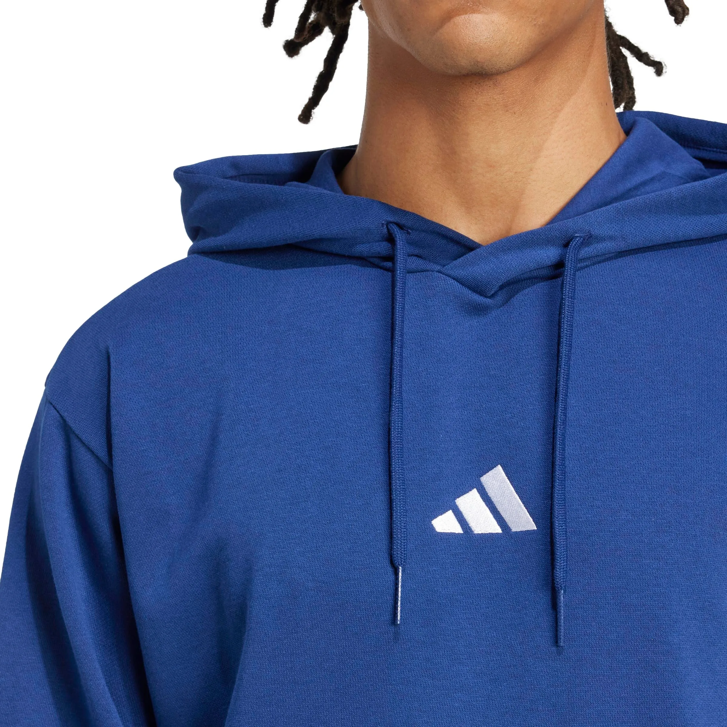 adidas Essentials Feelcozy Fleece Hoodie Sweatshirt, Dark Blue/White, XL - immagine 5