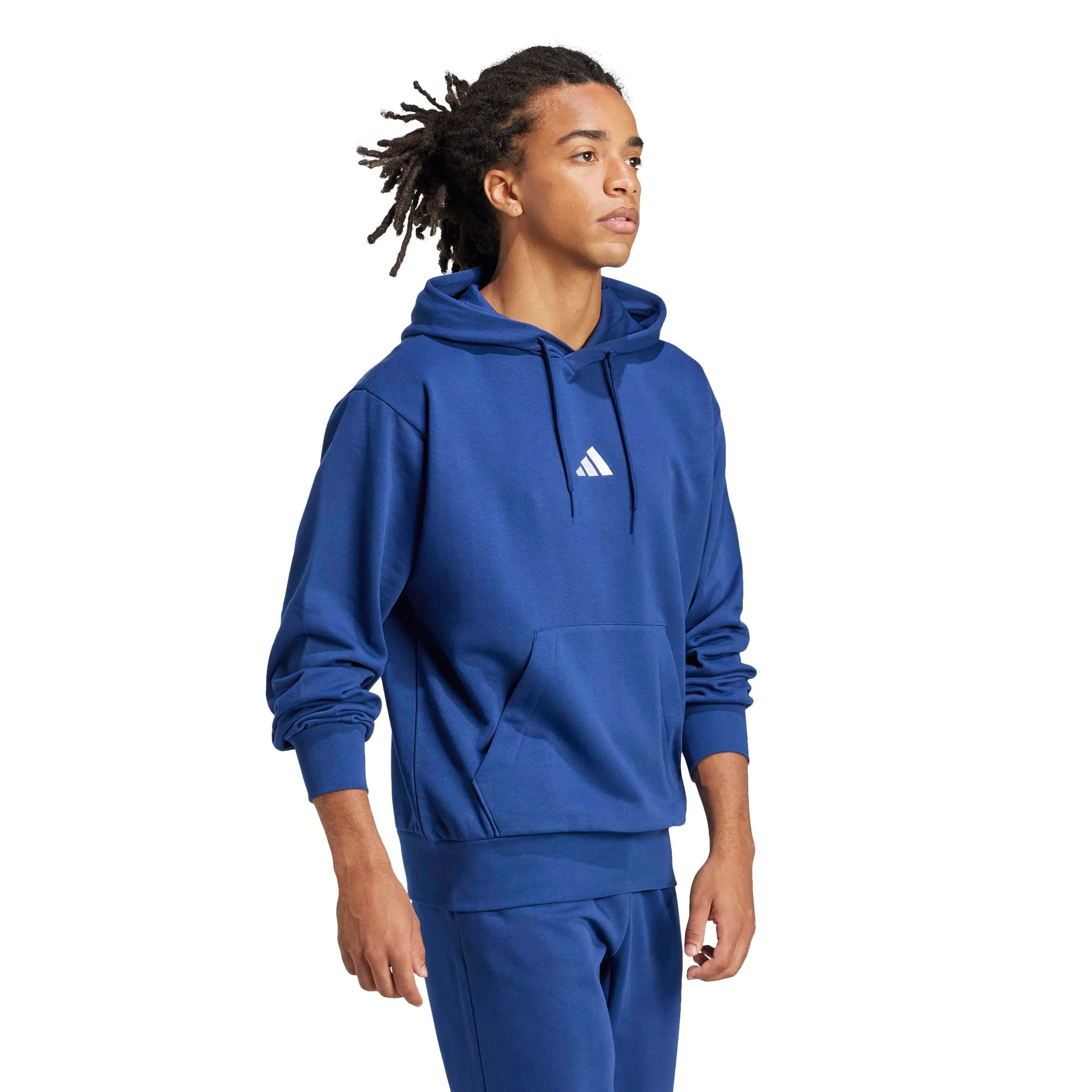 adidas Essentials Feelcozy Fleece Hoodie Sweatshirt, Dark Blue/White, XL - immagine 7