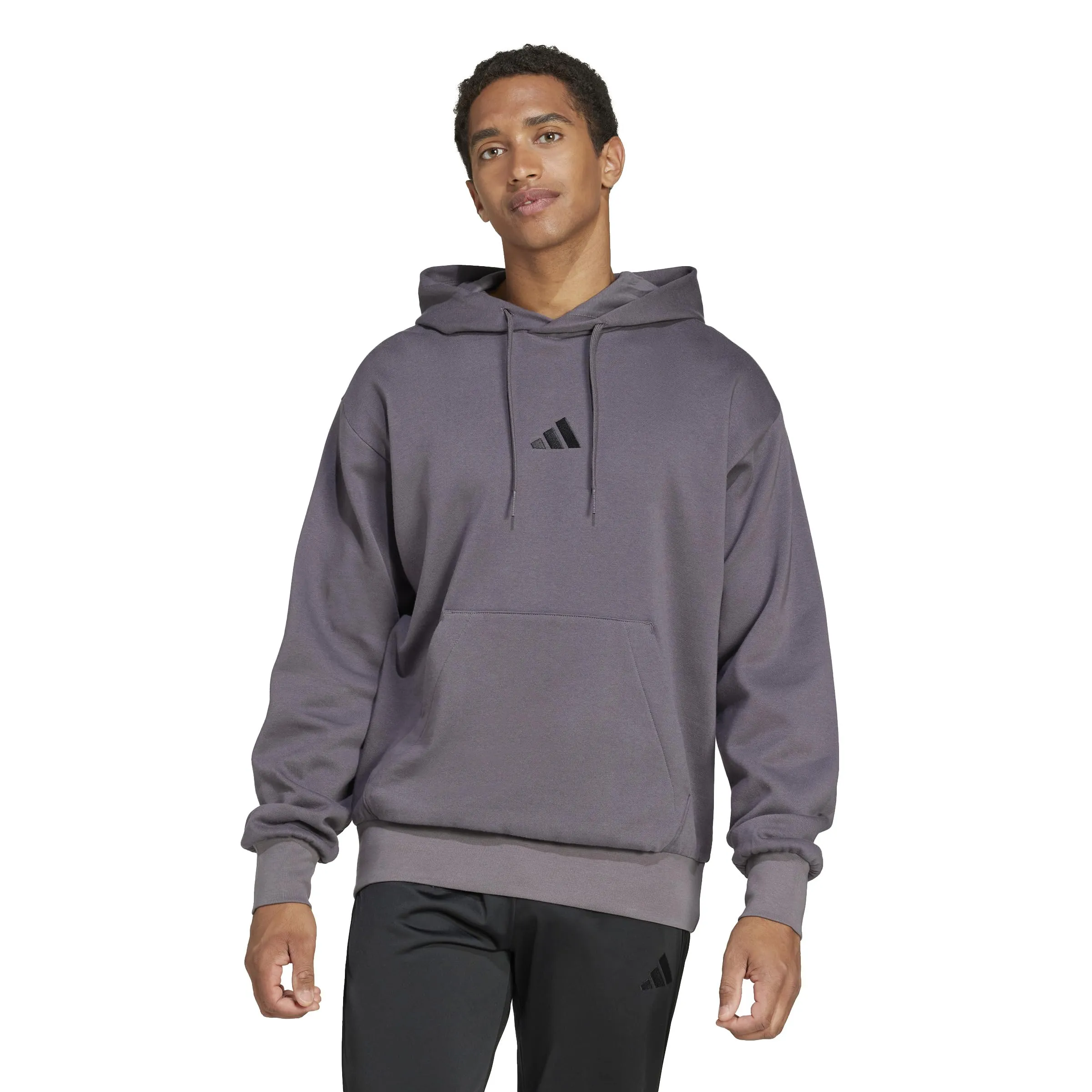adidas Essentials Feelcozy Fleece Hoodie, Grey Strata/Black, M - immagine 4