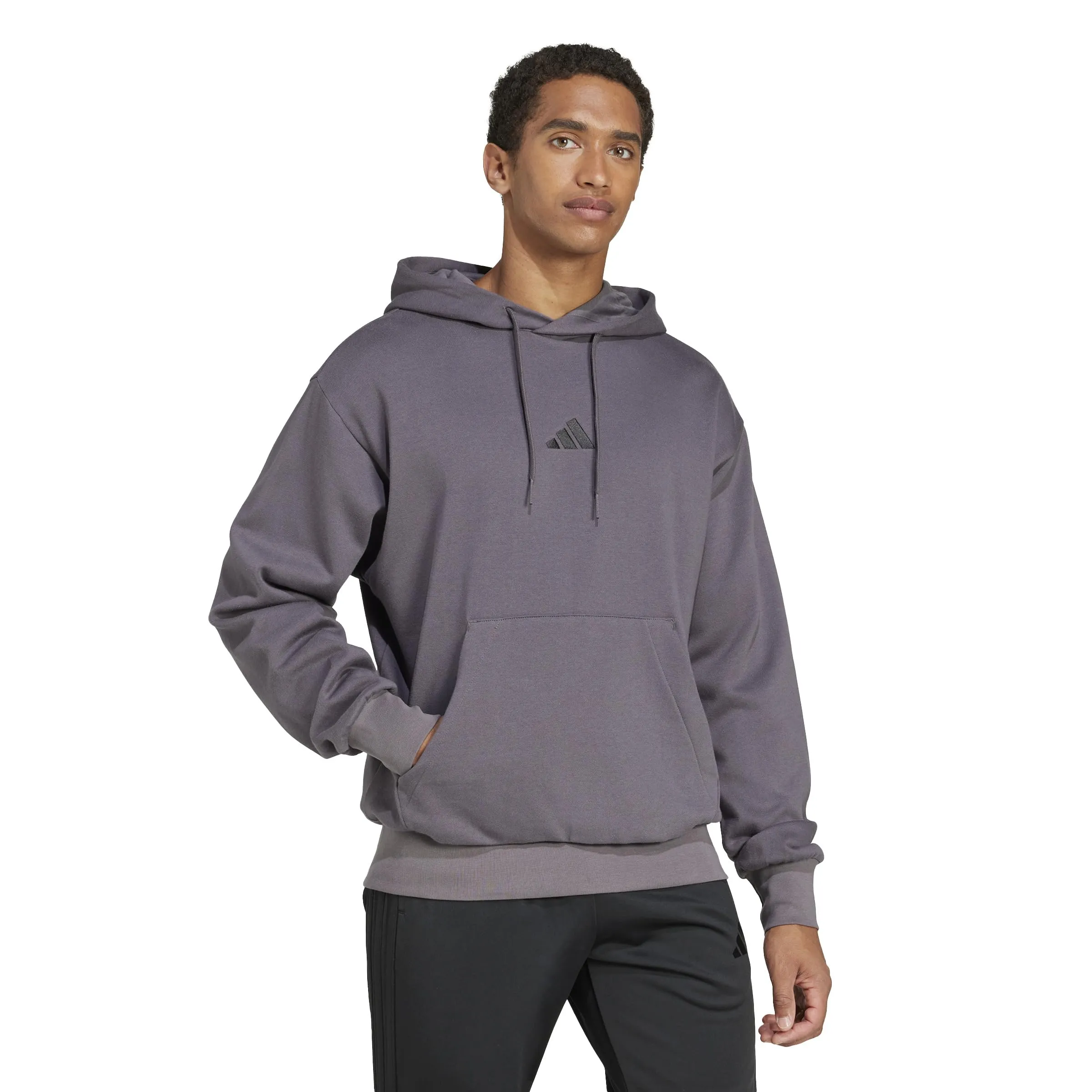 adidas Essentials Feelcozy Fleece Hoodie, Grey Strata/Black, M - immagine 5