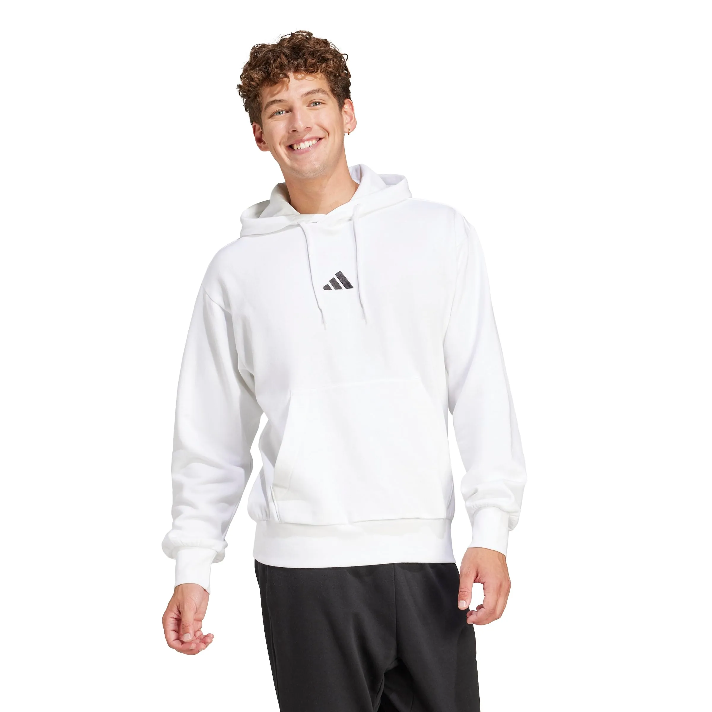 adidas Essentials Feelcozy Fleece Hoodie, White/Black, XL - immagine 2