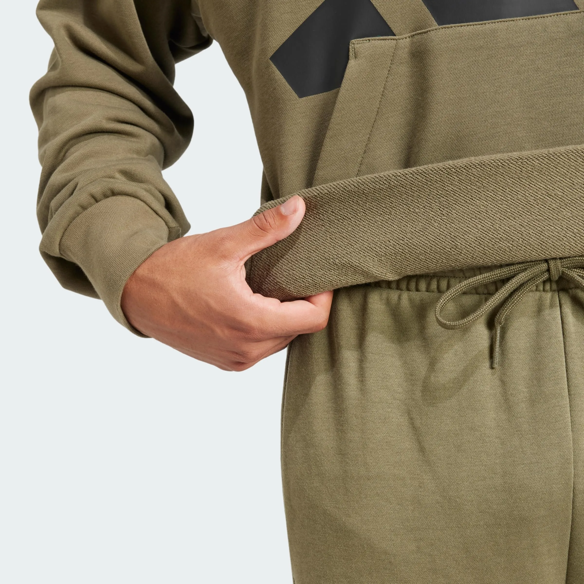 adidas Essentials Big Logo French Terry Hoodie, Olive Strata/Black, L - immagine 2