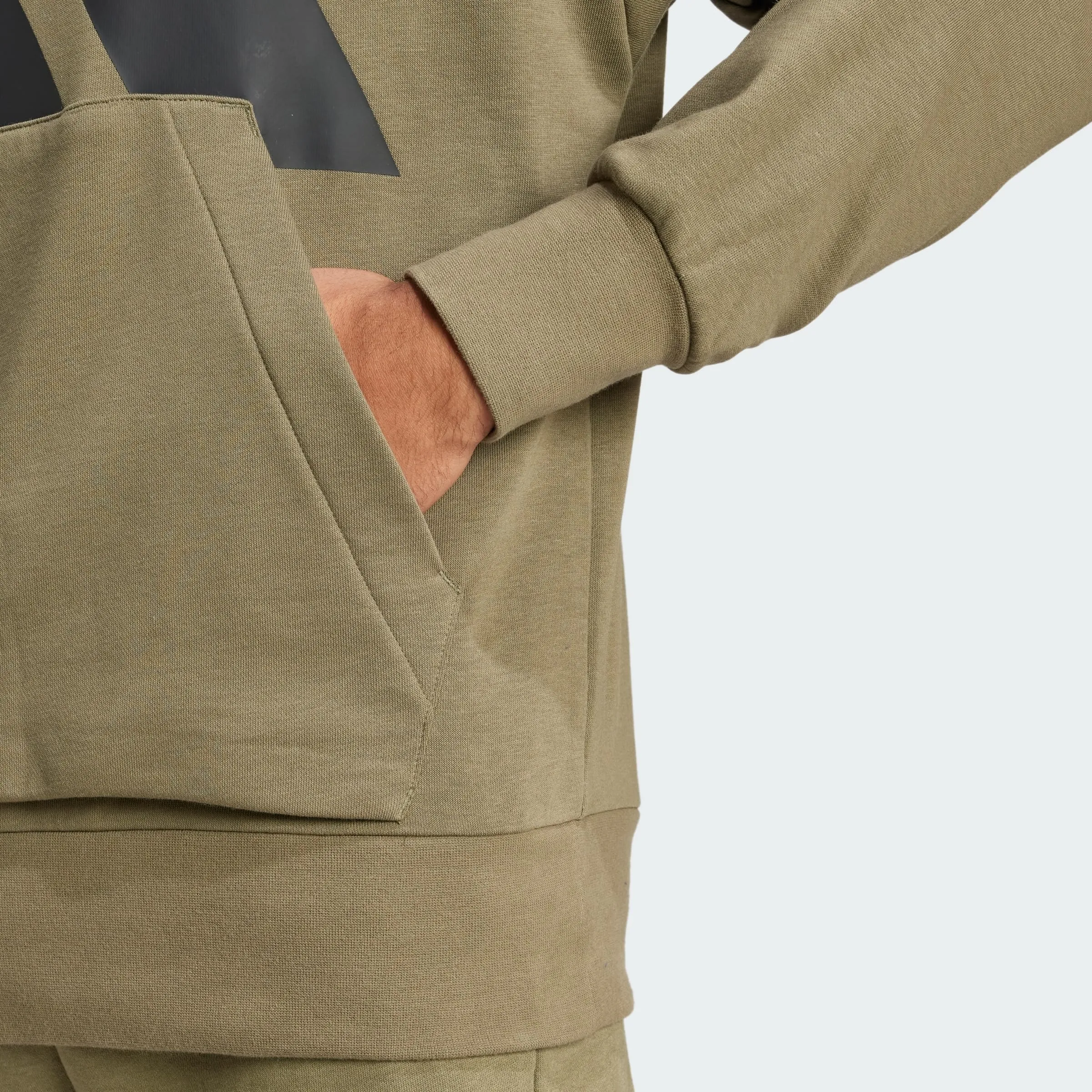 adidas Essentials Big Logo French Terry Hoodie, Olive Strata/Black, L - immagine 3