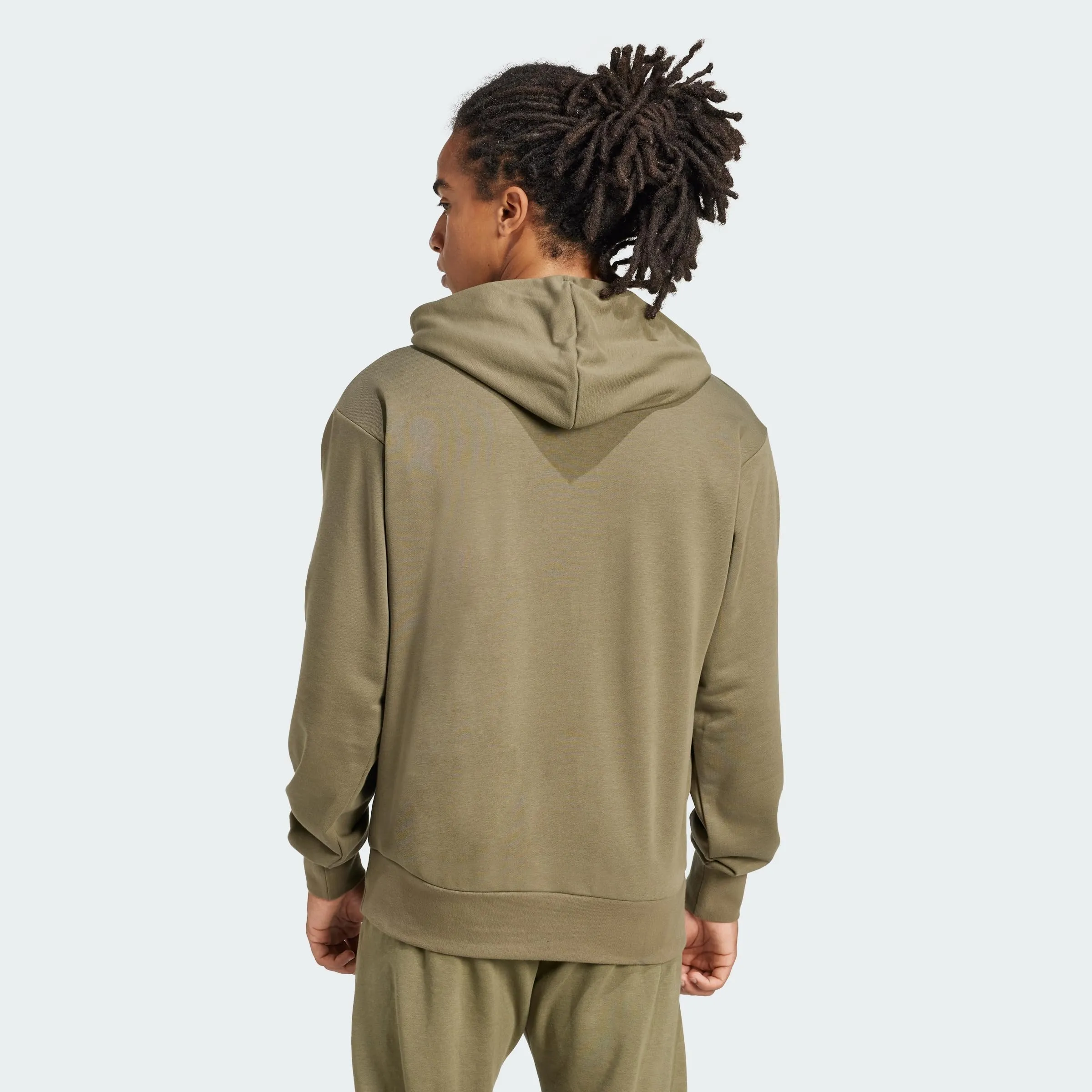 adidas Essentials Big Logo French Terry Hoodie, Olive Strata/Black, L - immagine 4