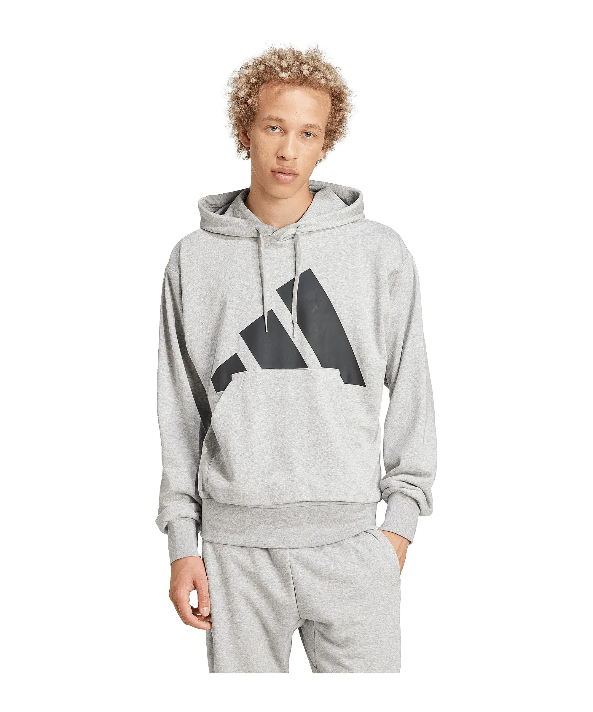 adidas Essentials Big Logo French Terry Hoodie, Medium Grey Heather/Black, L - immagine 3