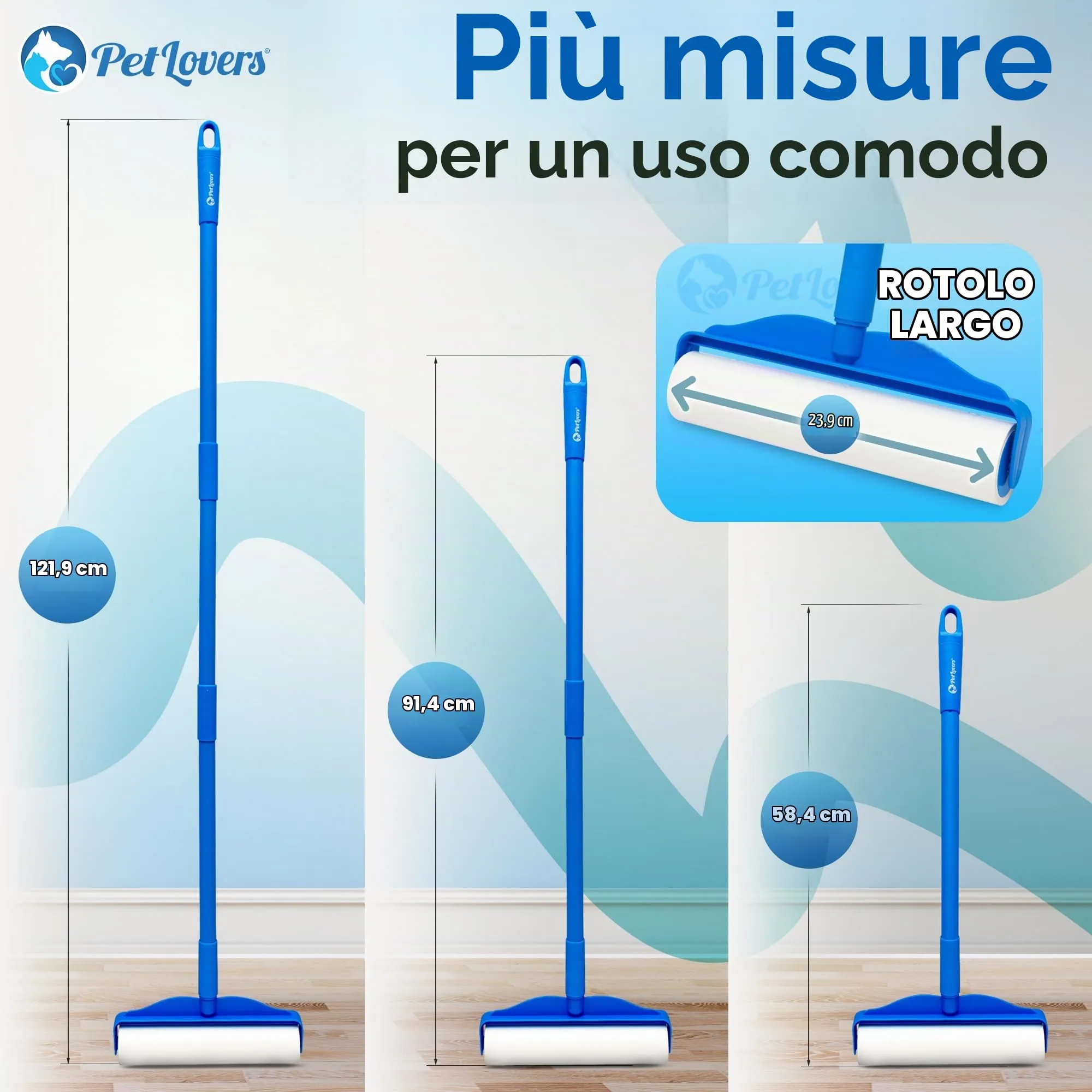 PetLovers Rullo Rimuovi Peli Large con 3 Ricariche, 360 Fogli per Pavimenti e Tappeti - immagine 3