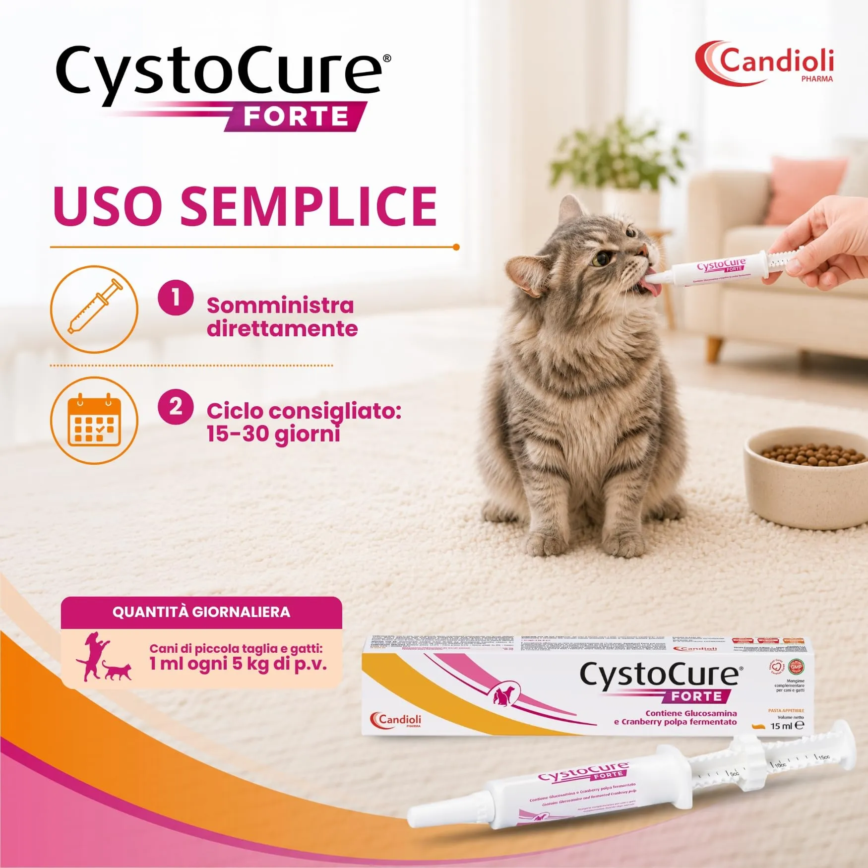 Candioli CystoCure Forte per Cane e Gatto con Glucosamina e Cranberry, 15 ml - immagine 5